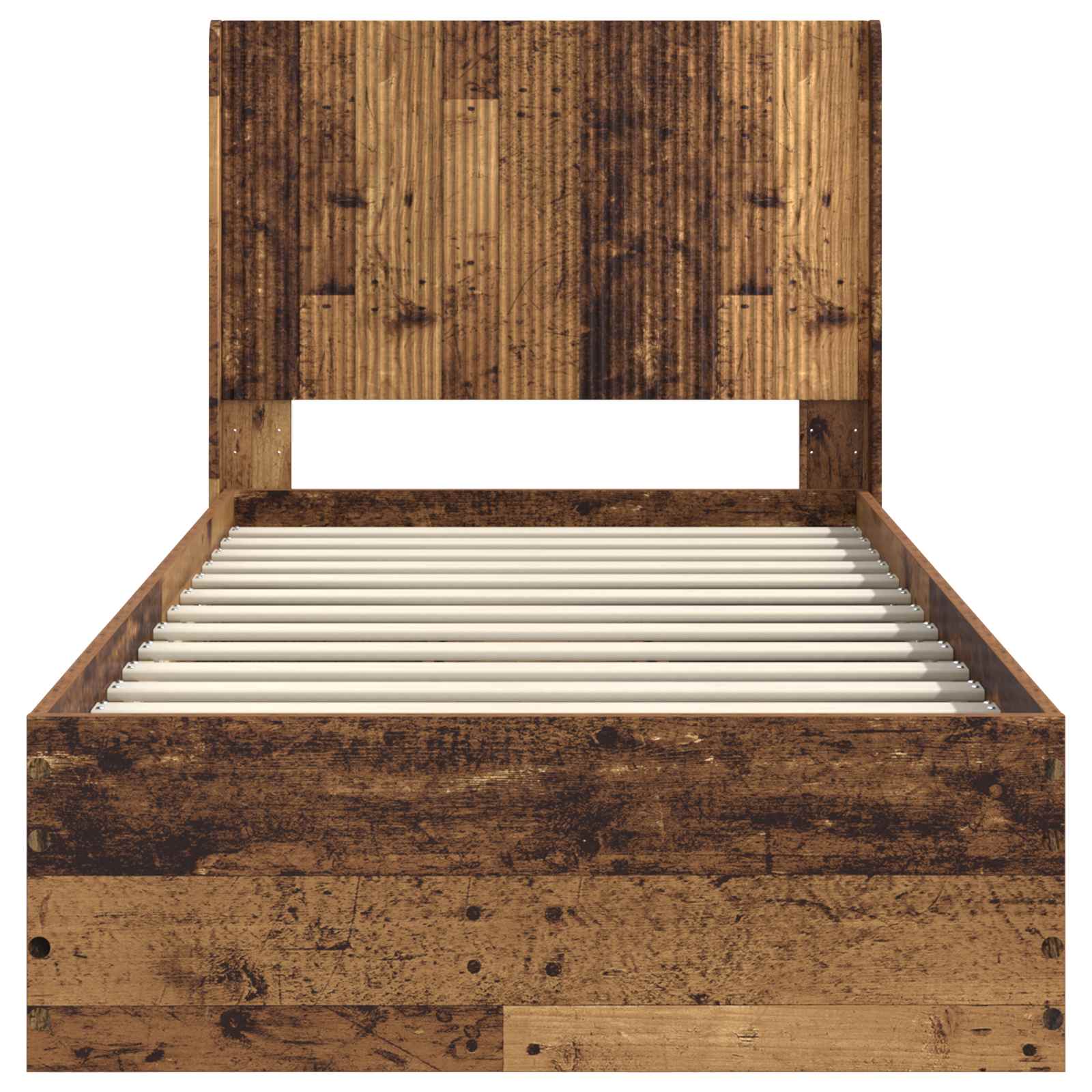 Cadre de lit avec rangement et tête de lit Bois ancien