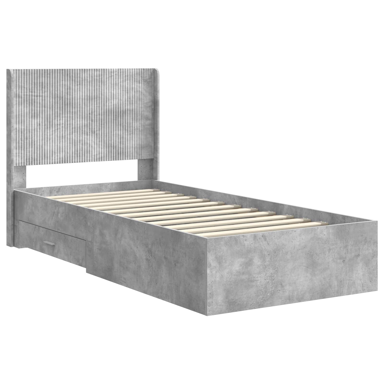 Cadre de lit avec rangement et tête de lit Gris béton