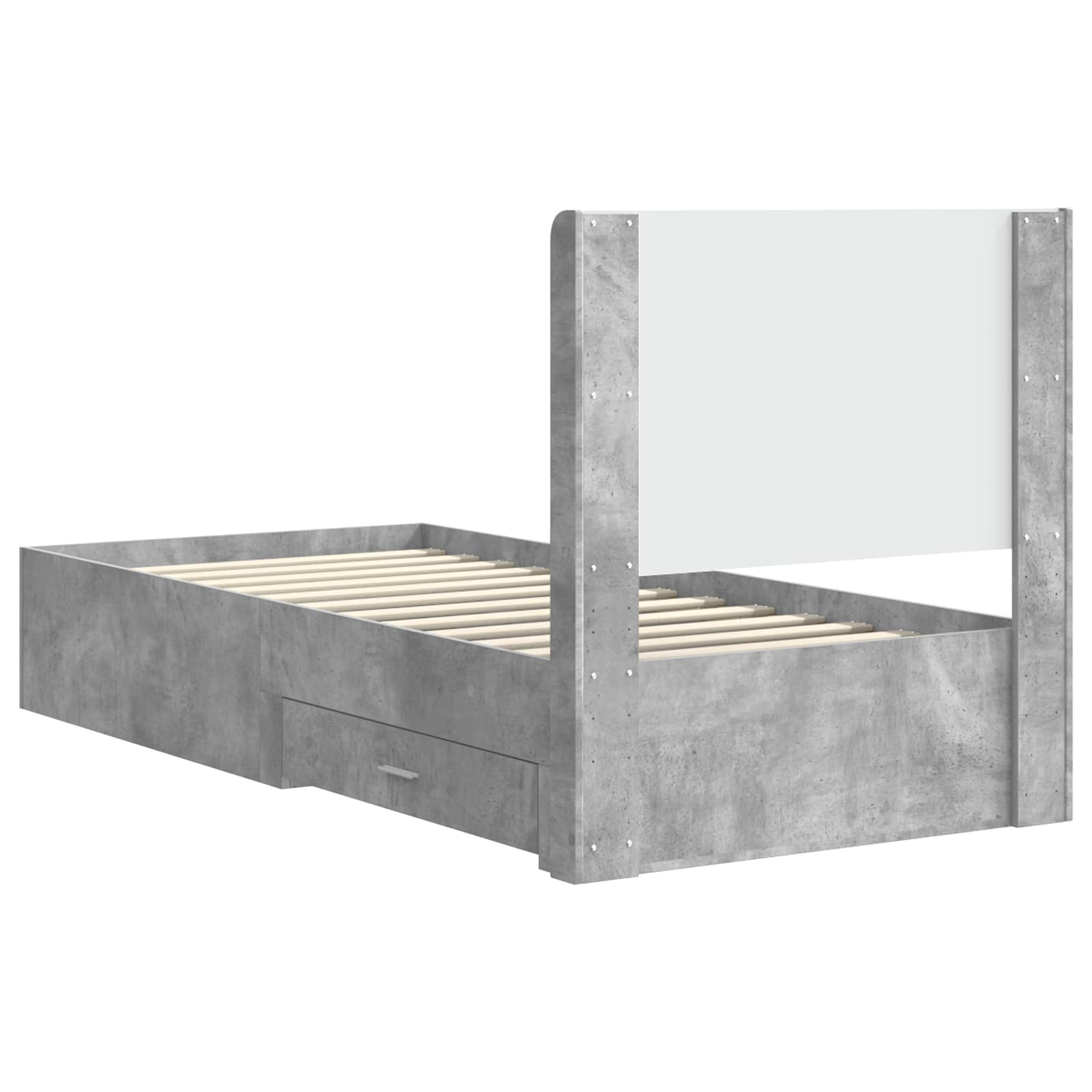 Cadre de lit avec rangement et tête de lit Gris béton