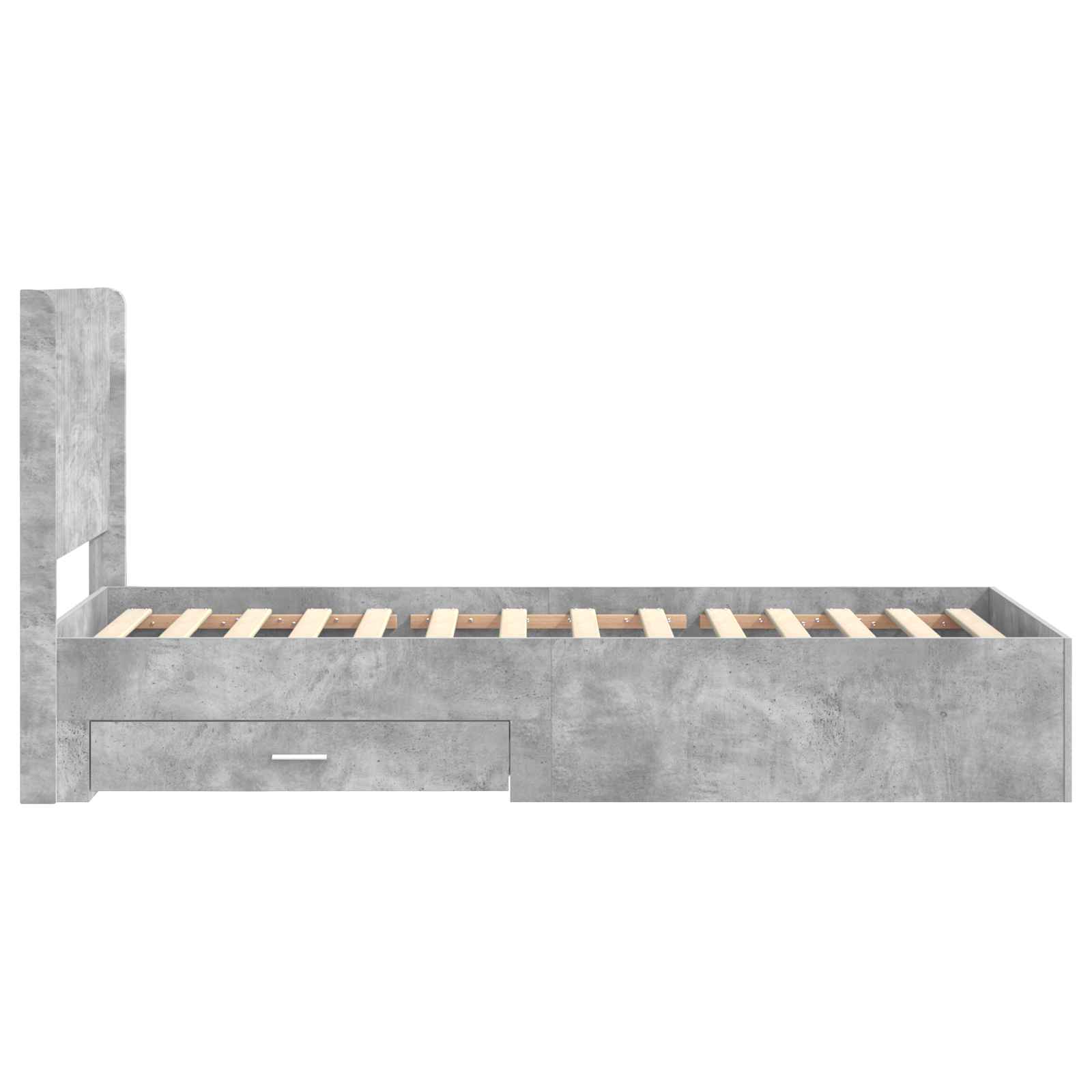 Cadre de lit avec rangement et tête de lit Gris béton