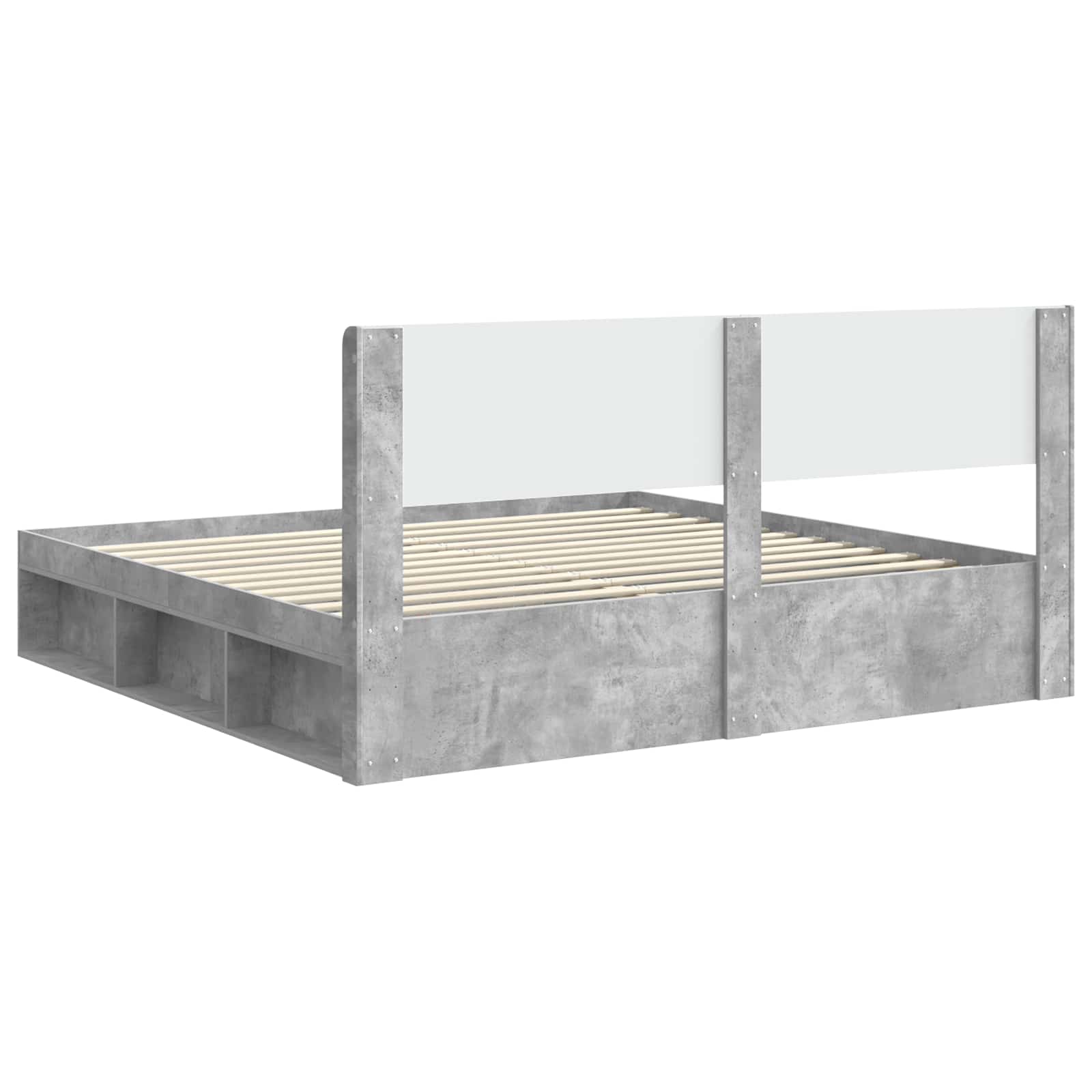 Cadre de lit avec rangement et tête de lit Gris béton - XIOS