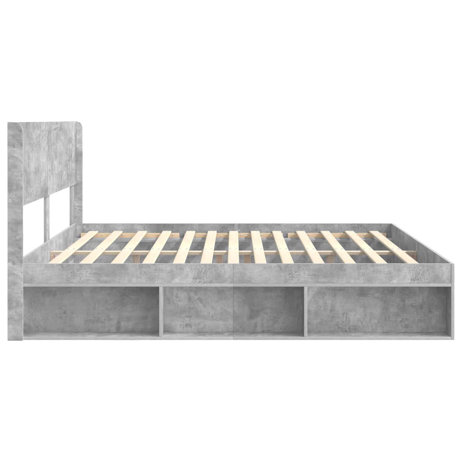 Cadre de lit avec rangement et tête de lit Gris béton - XIOS