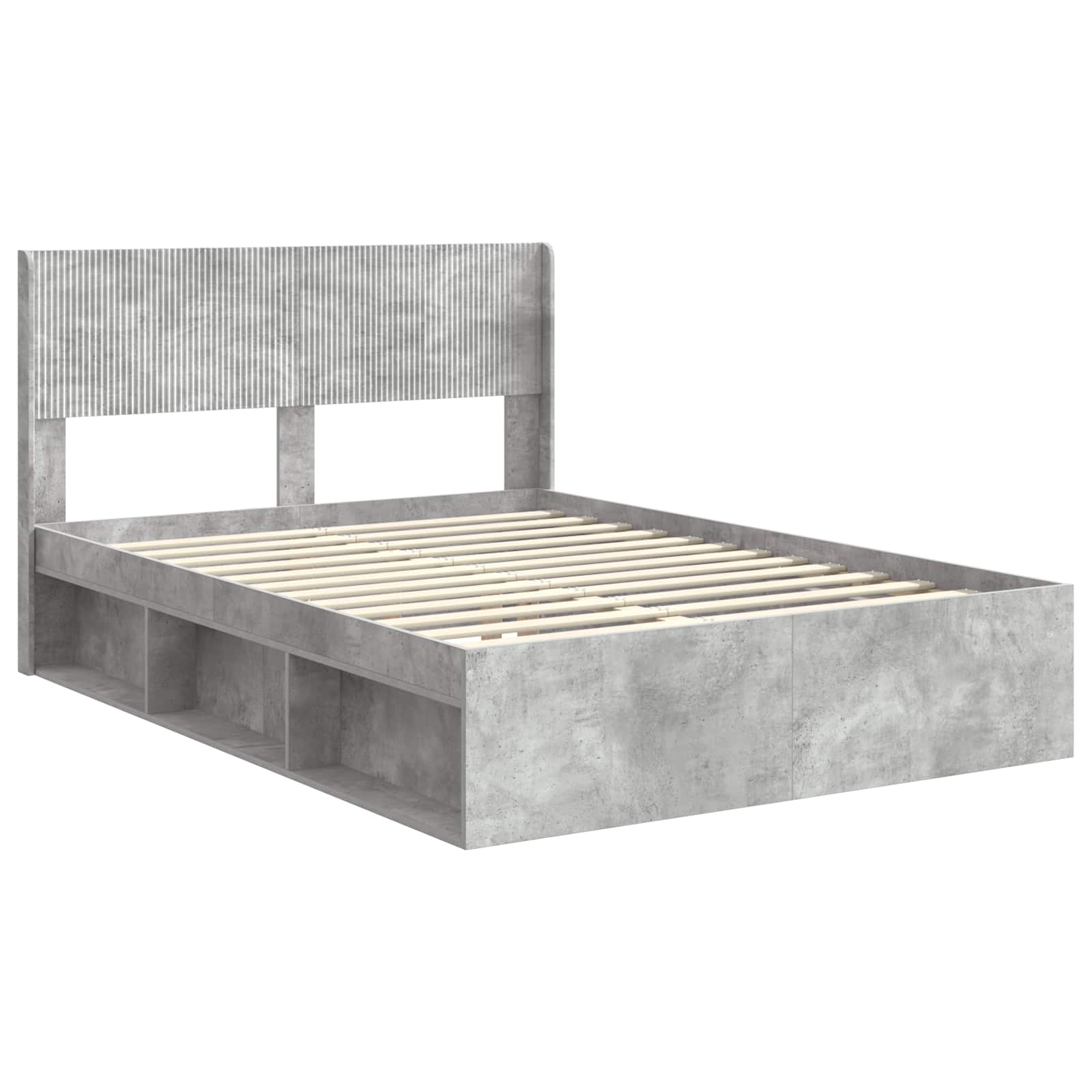 Cadre de lit avec rangement et tête de lit Gris béton - XIOS
