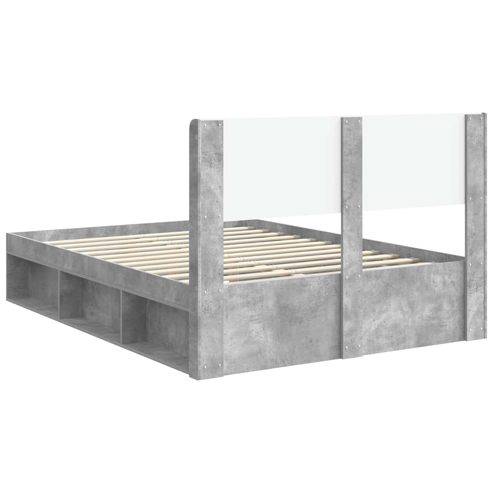 Cadre de lit avec rangement et tête de lit Gris béton - XIOS