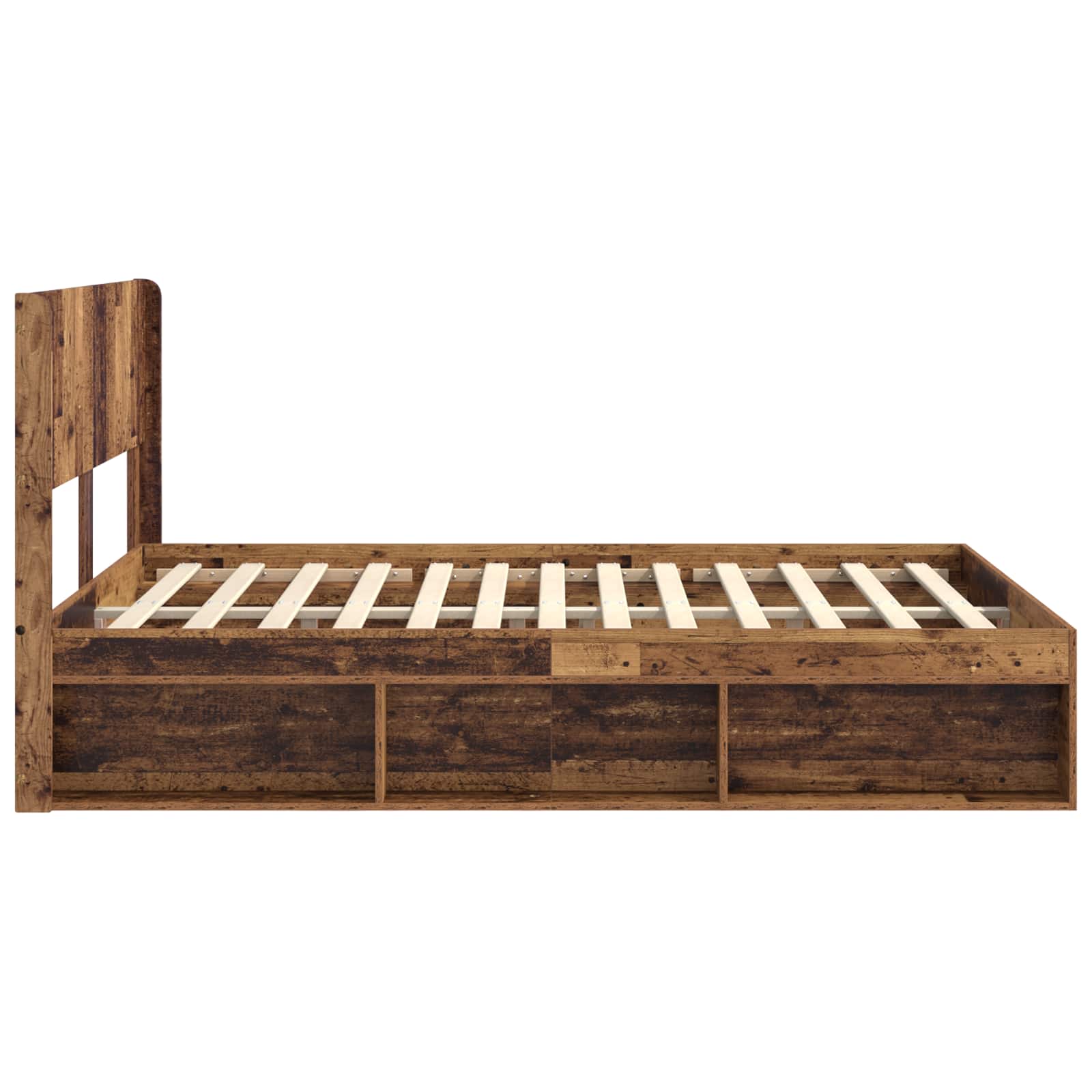 Cadre de lit avec rangement et tête de lit Bois ancien - XIOS