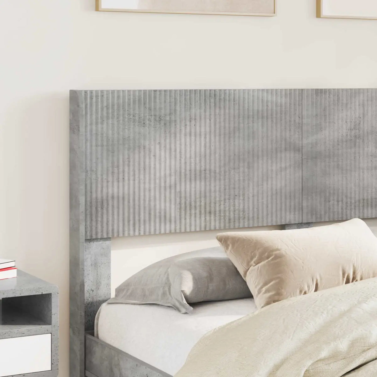 Cadre de lit avec rangement et tête de lit Gris béton - XIOS