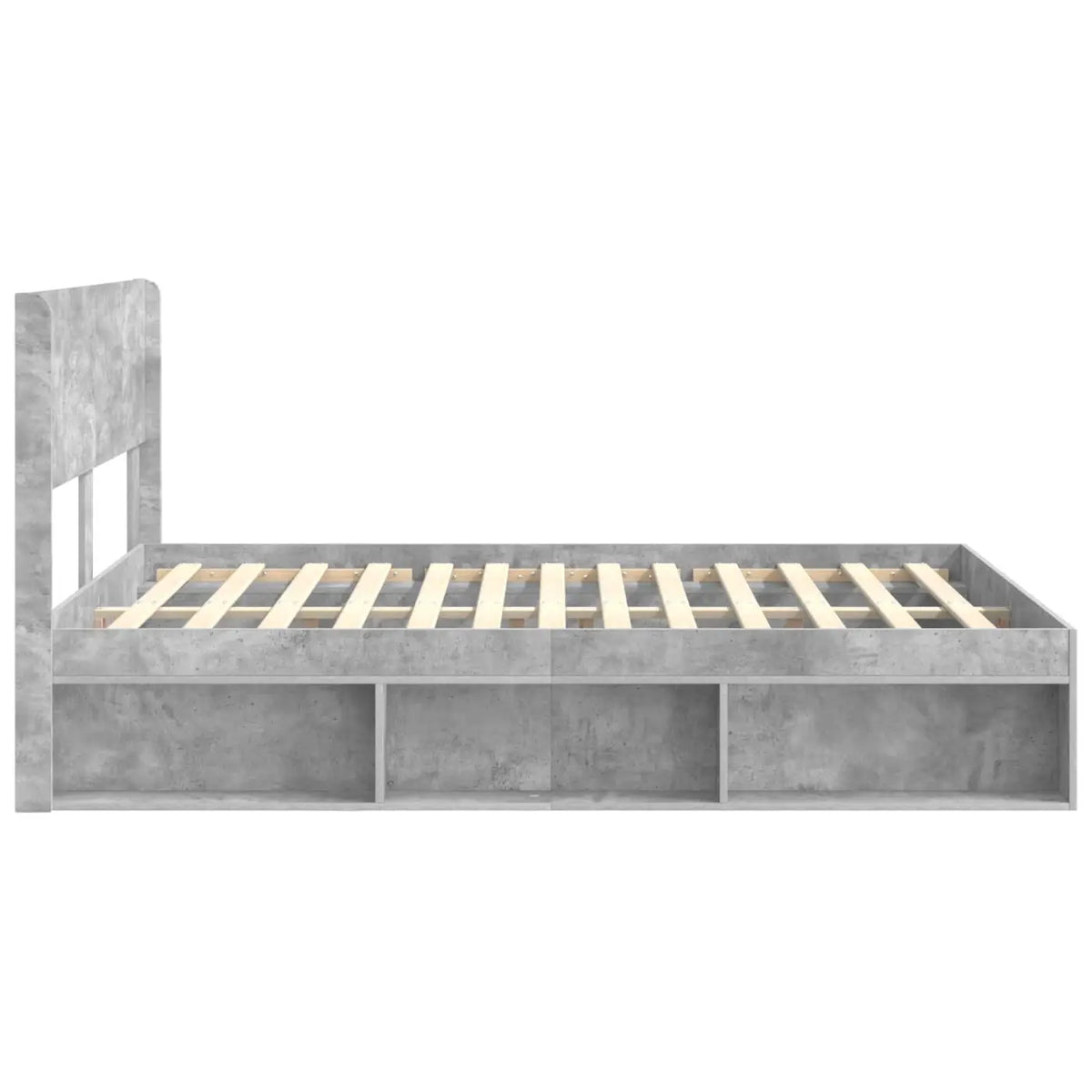 Cadre de lit avec rangement et tête de lit Gris béton - XIOS