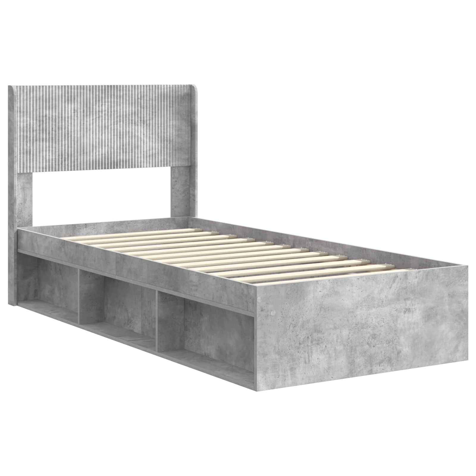 Cadre de lit avec rangement et tête de lit Gris béton - XIOS