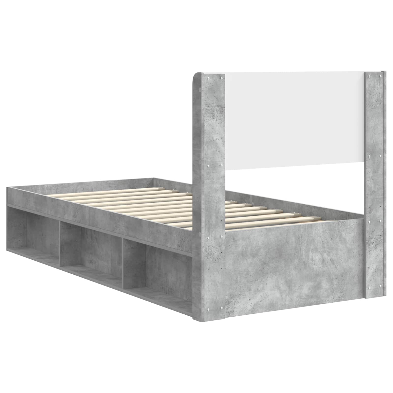 Cadre de lit avec rangement et tête de lit Gris béton - XIOS