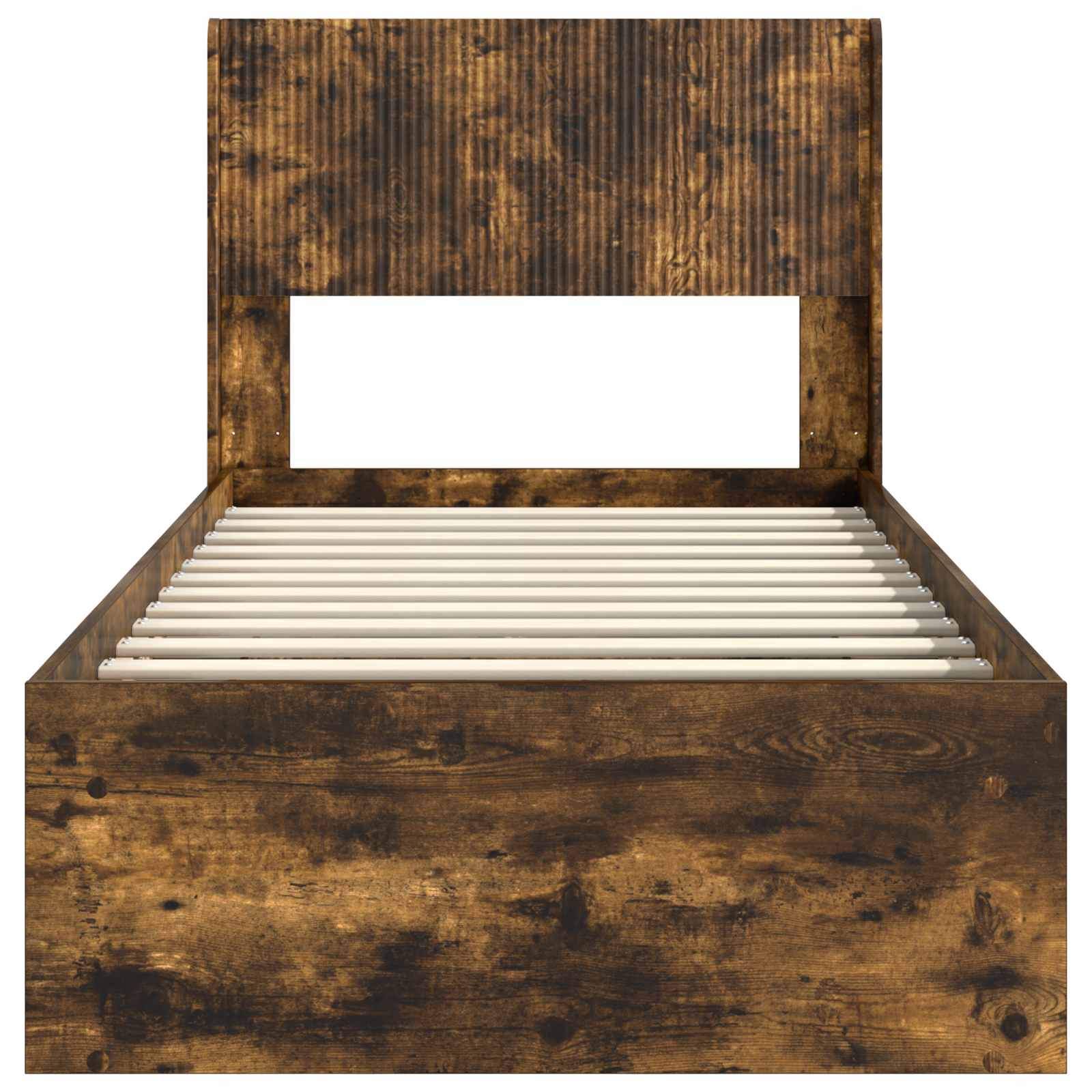 Cadre de lit avec rangement et tête de lit Chêne fumé