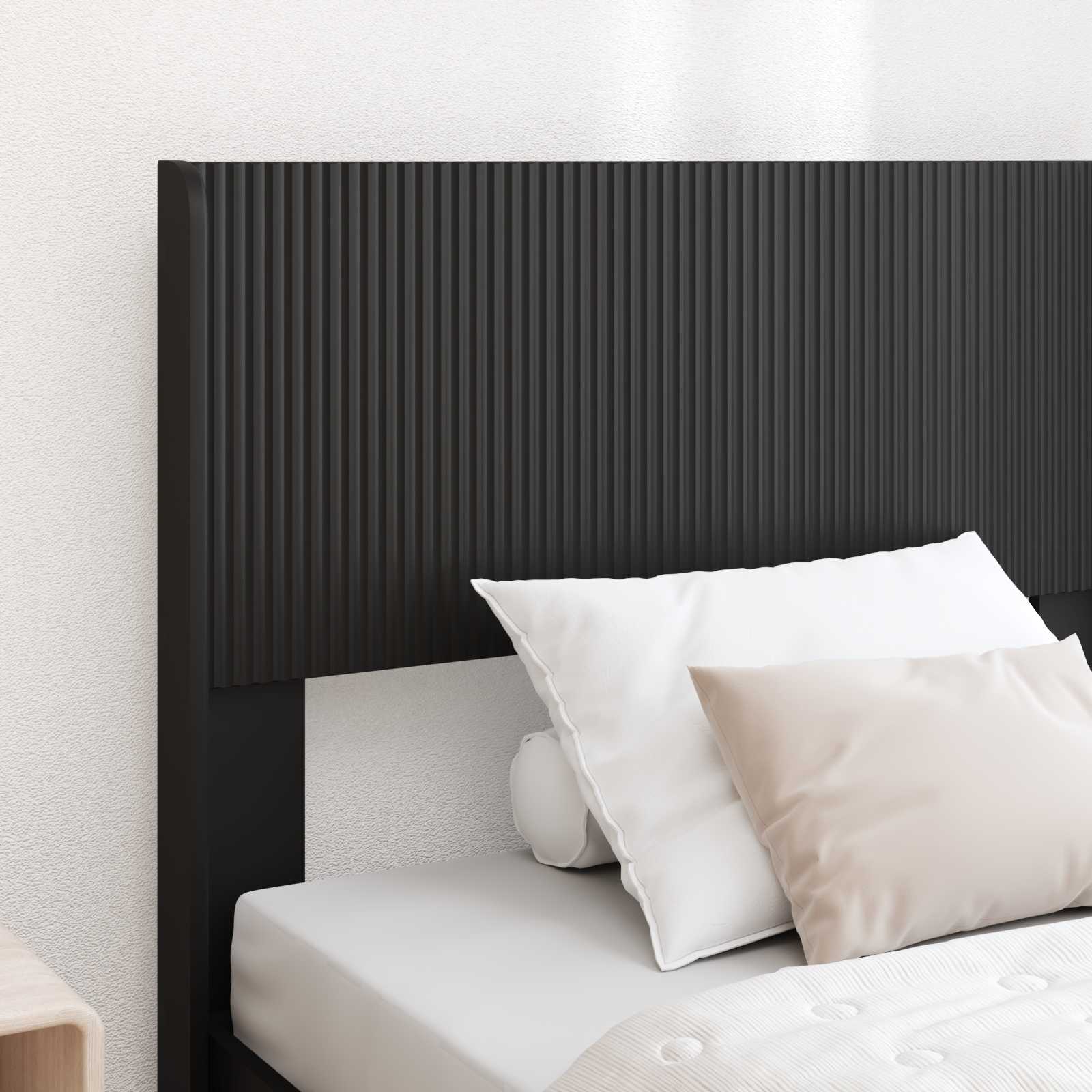 Cadre de lit avec rangement et tête de lit Noir 75 x 190 cm - XIOS