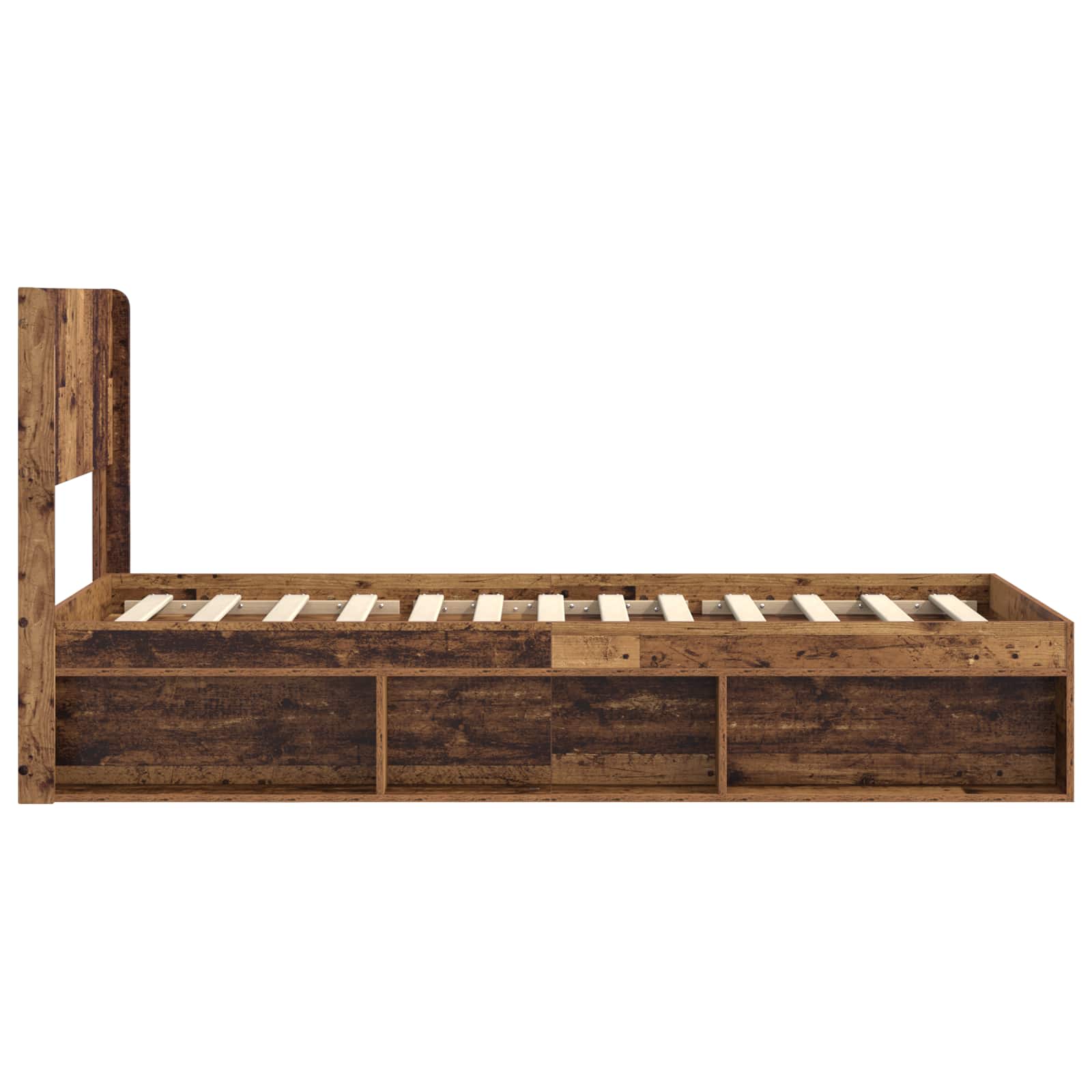 Cadre de lit avec rangement et tête de lit Bois ancien - XIOS
