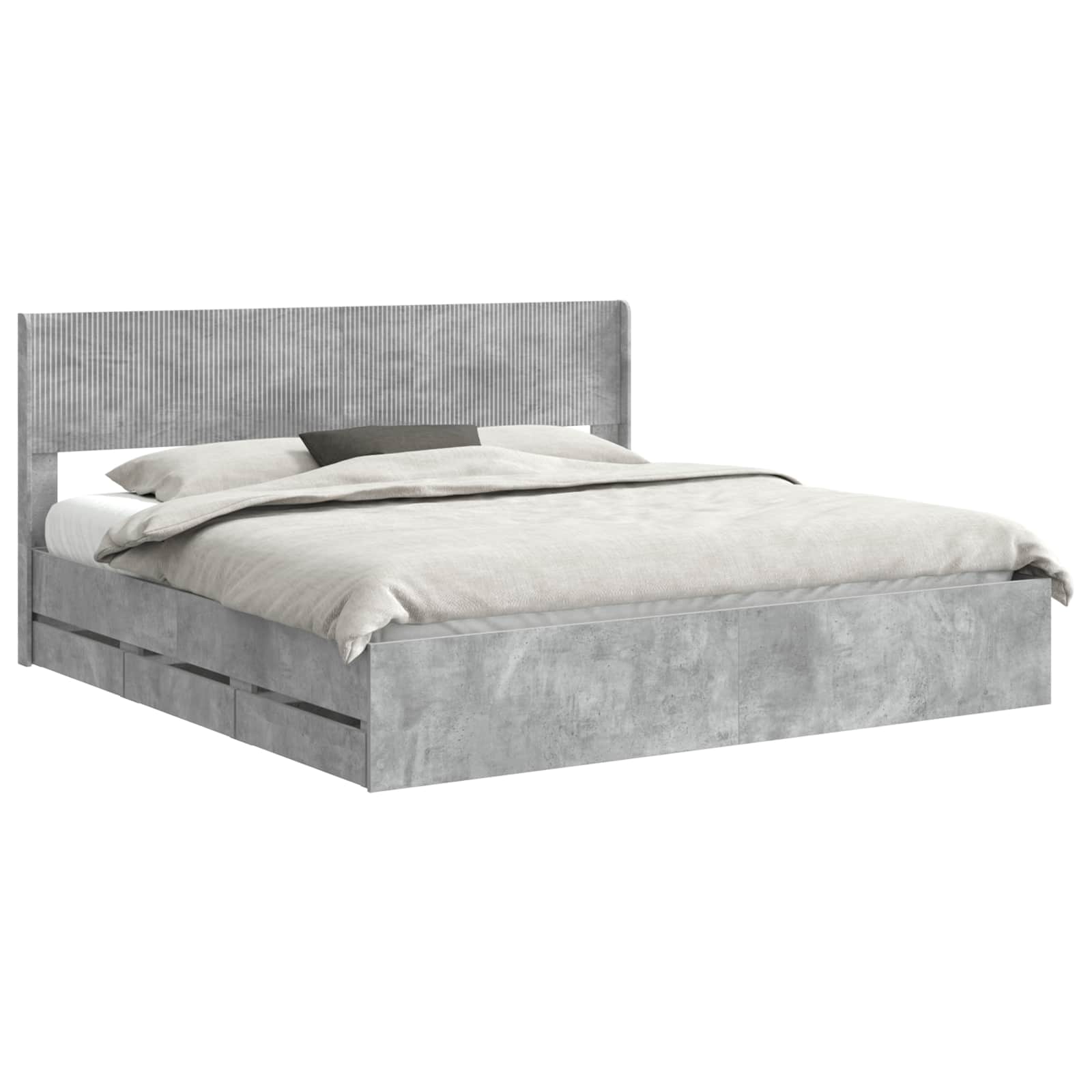 Cadre de lit avec rangement et tête de lit Gris béton - XIOS