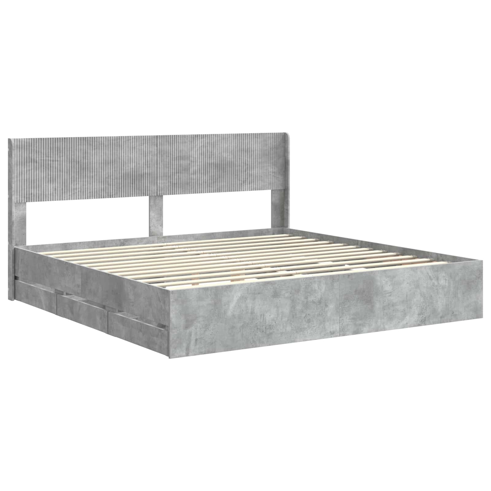Cadre de lit avec rangement et tête de lit Gris béton - XIOS