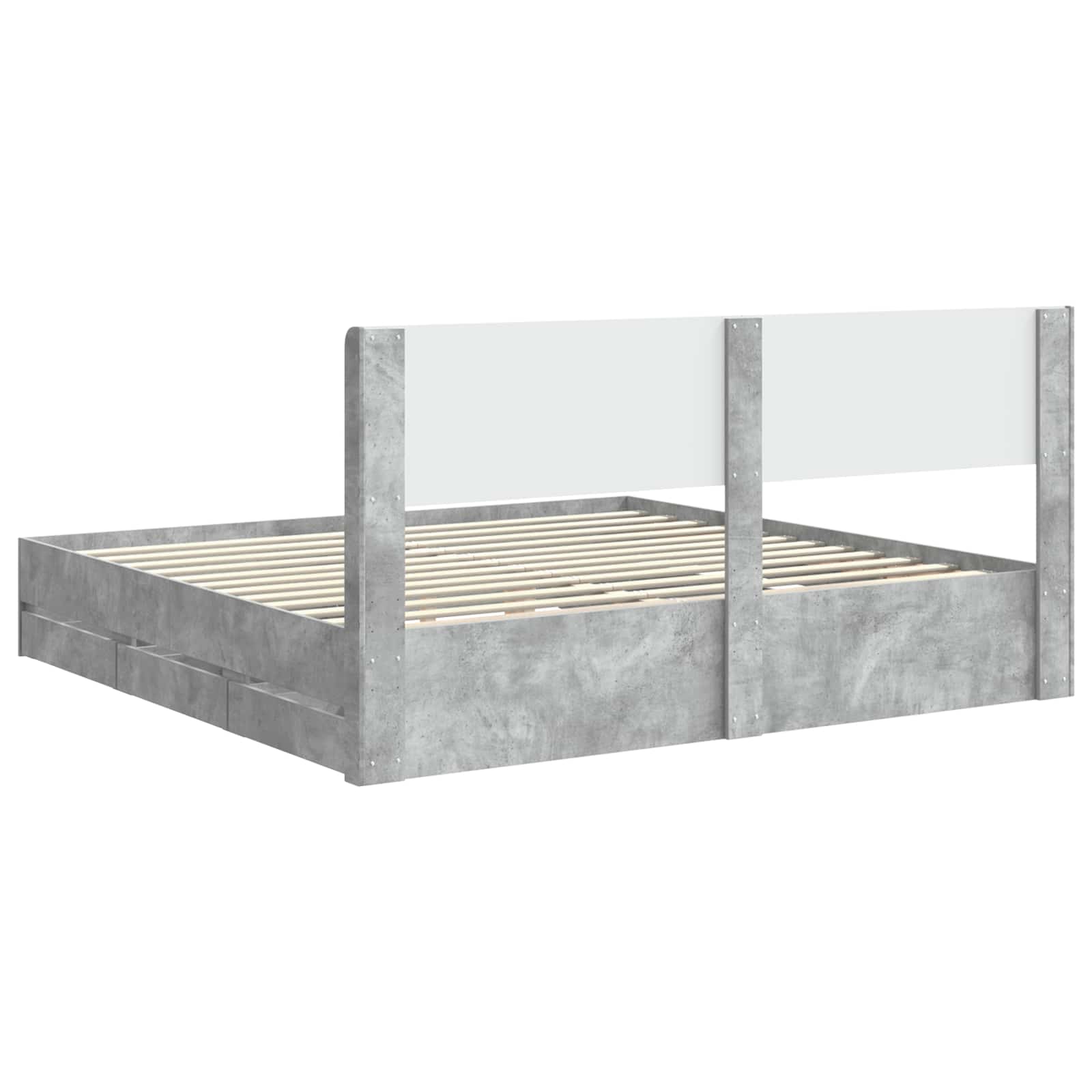 Cadre de lit avec rangement et tête de lit Gris béton - XIOS