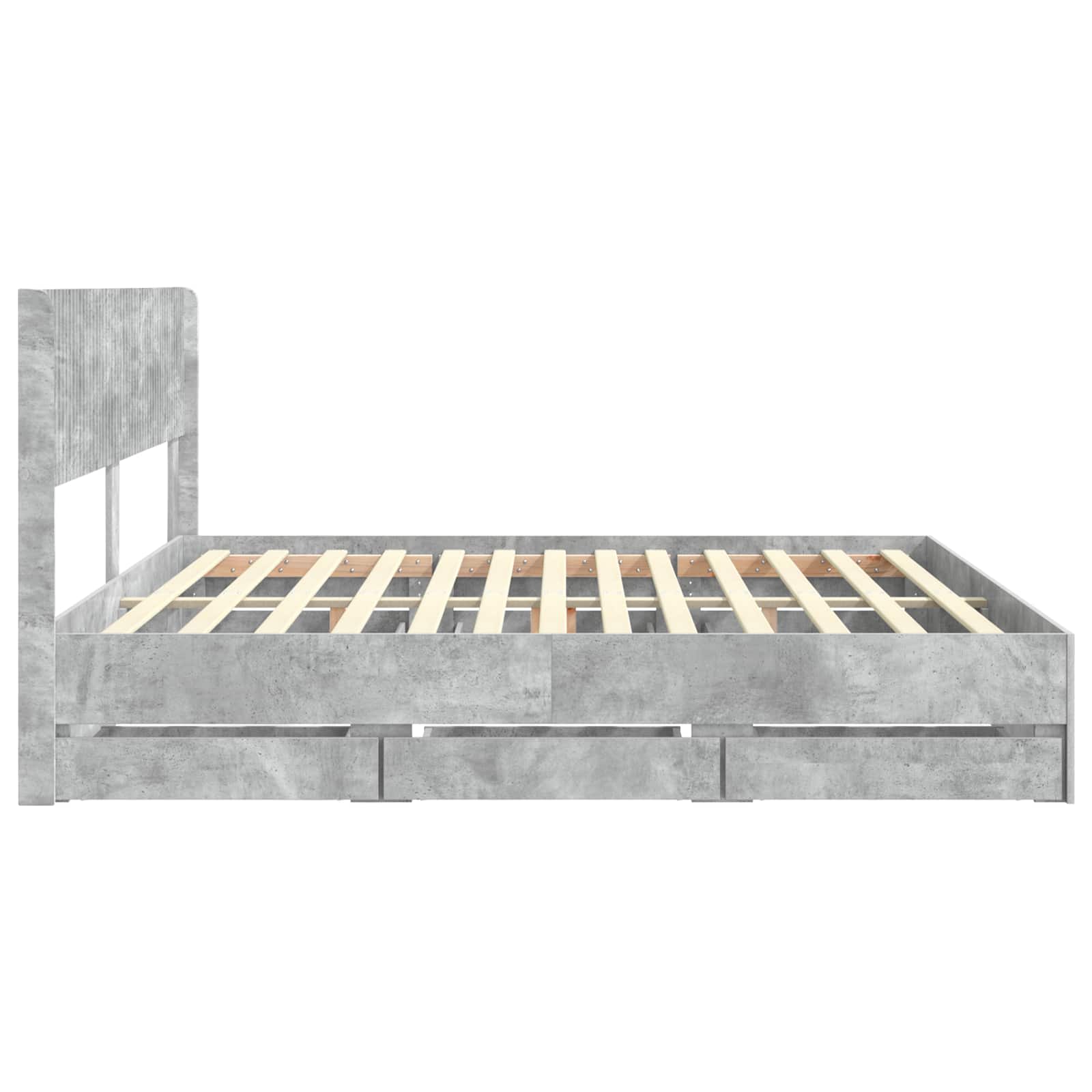 Cadre de lit avec rangement et tête de lit Gris béton - XIOS