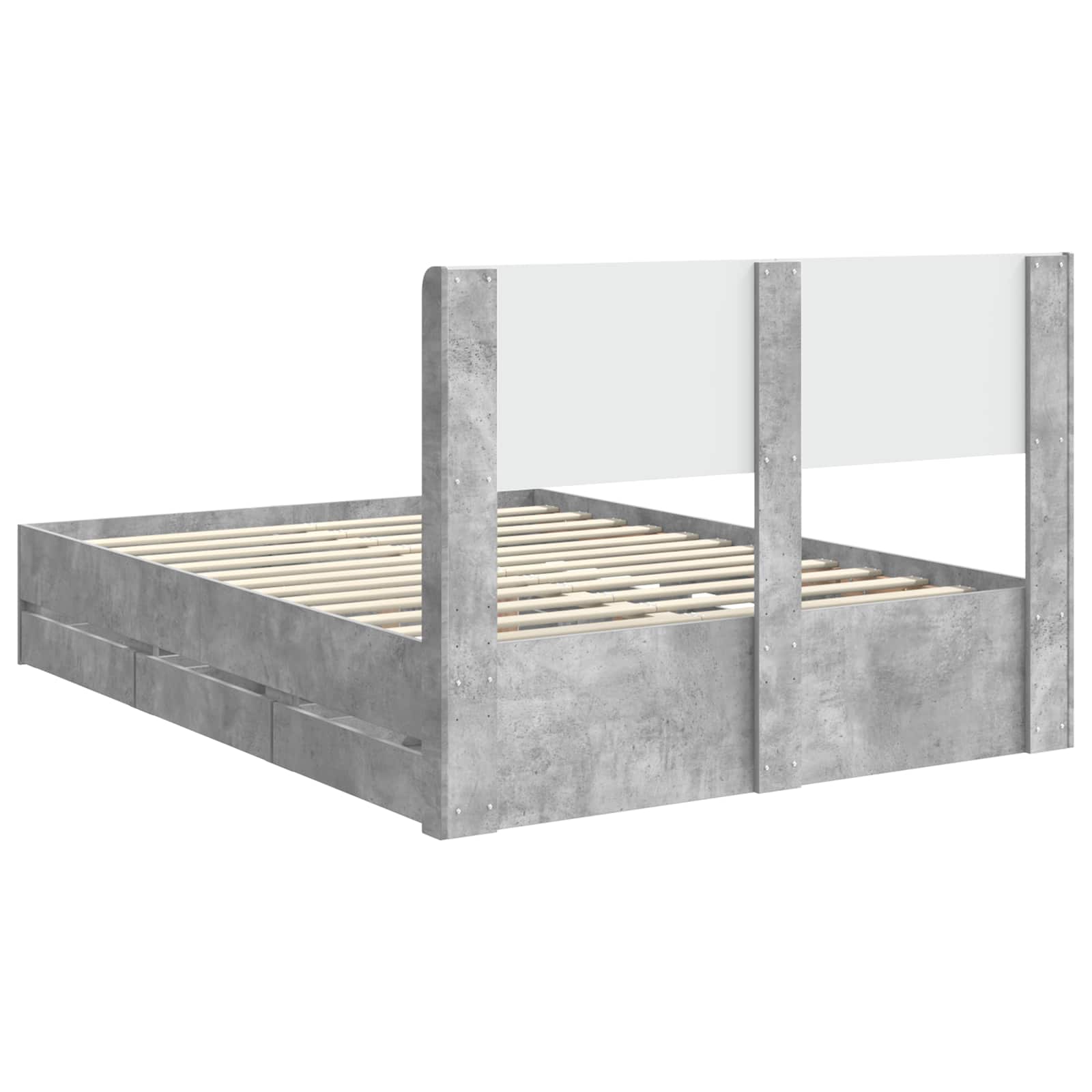 Cadre de lit avec rangement et tête de lit Gris béton - XIOS