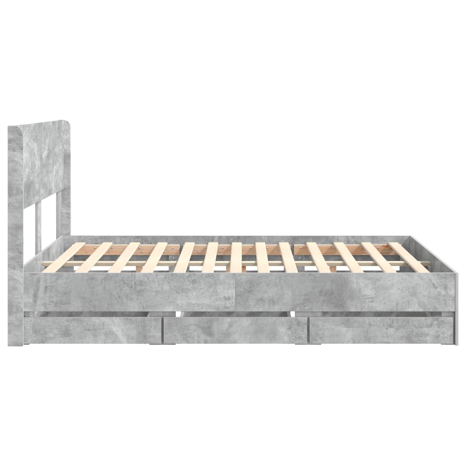 Cadre de lit avec rangement et tête de lit Gris béton - XIOS