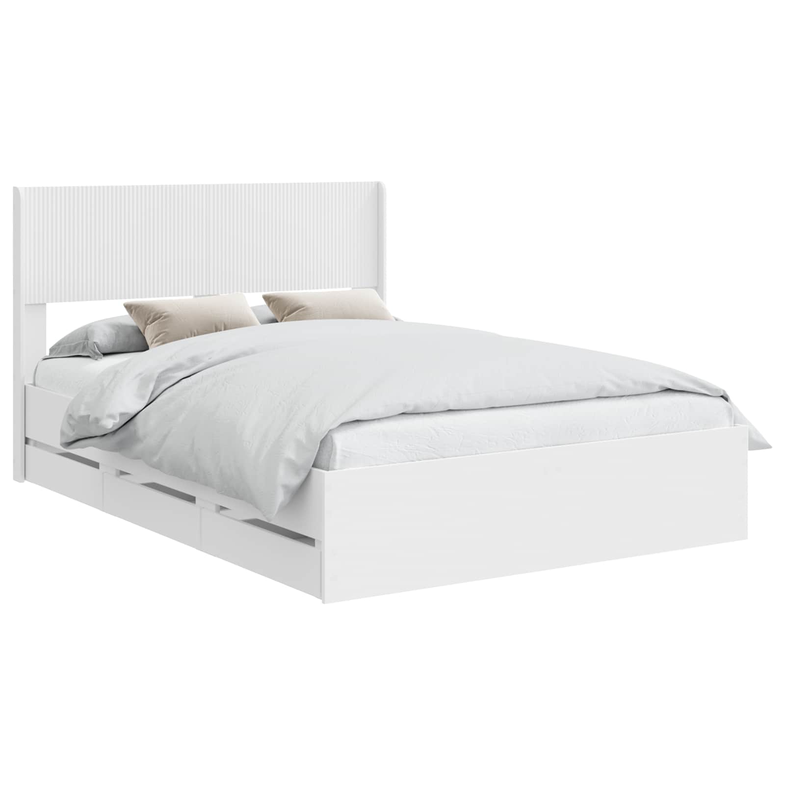 Cadre de lit avec rangement et tête de lit Blanc 140 x 190 cm - XIOS