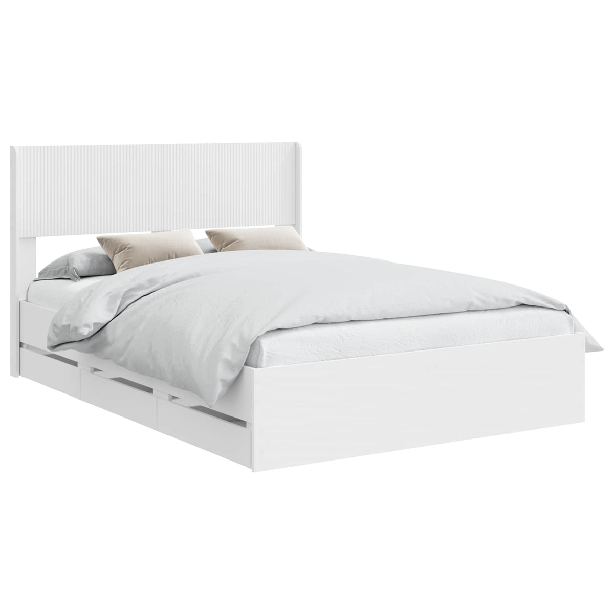 Cadre de lit avec rangement et tête de lit Blanc 140 x 190 cm