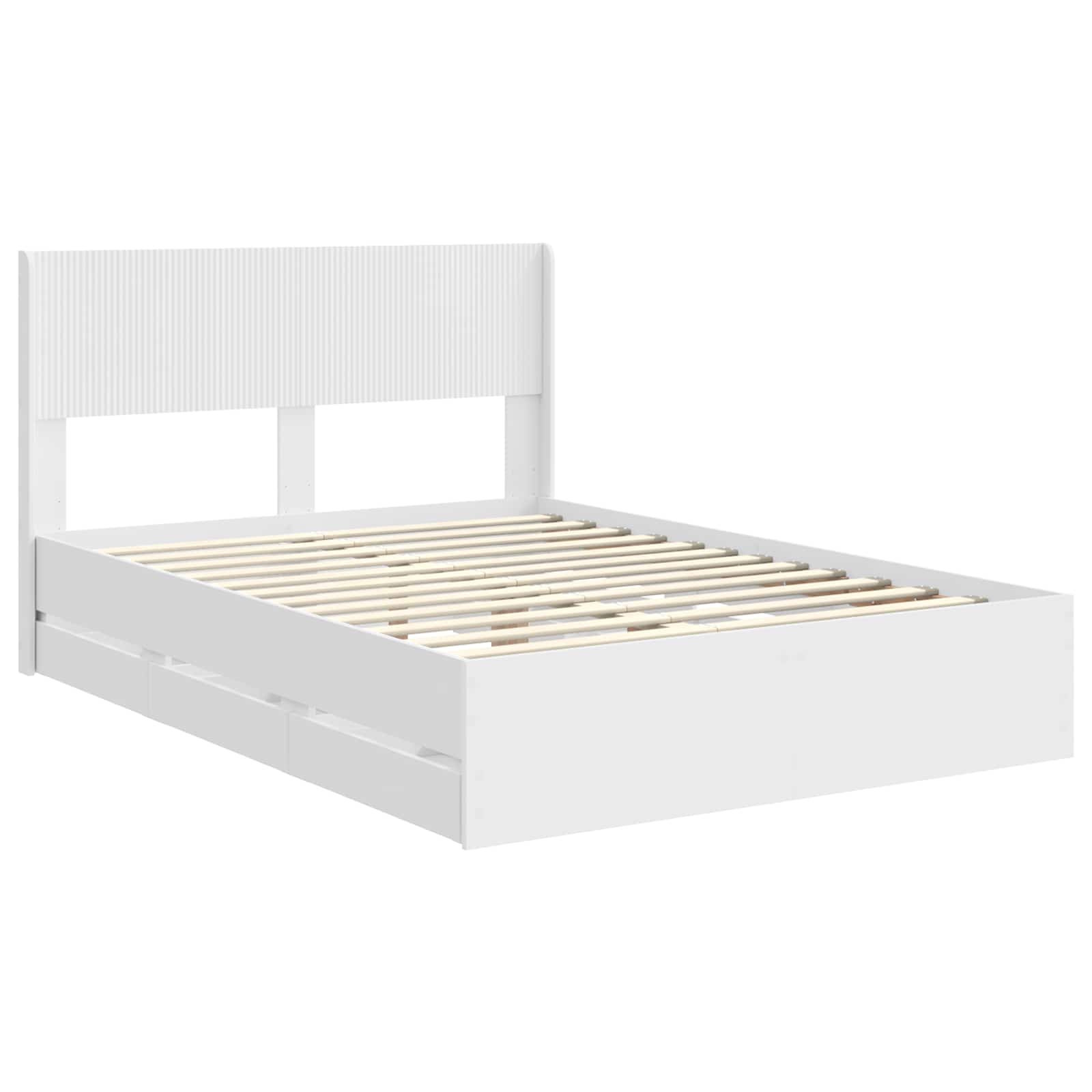 Cadre de lit avec rangement et tête de lit Blanc 140 x 190 cm - XIOS
