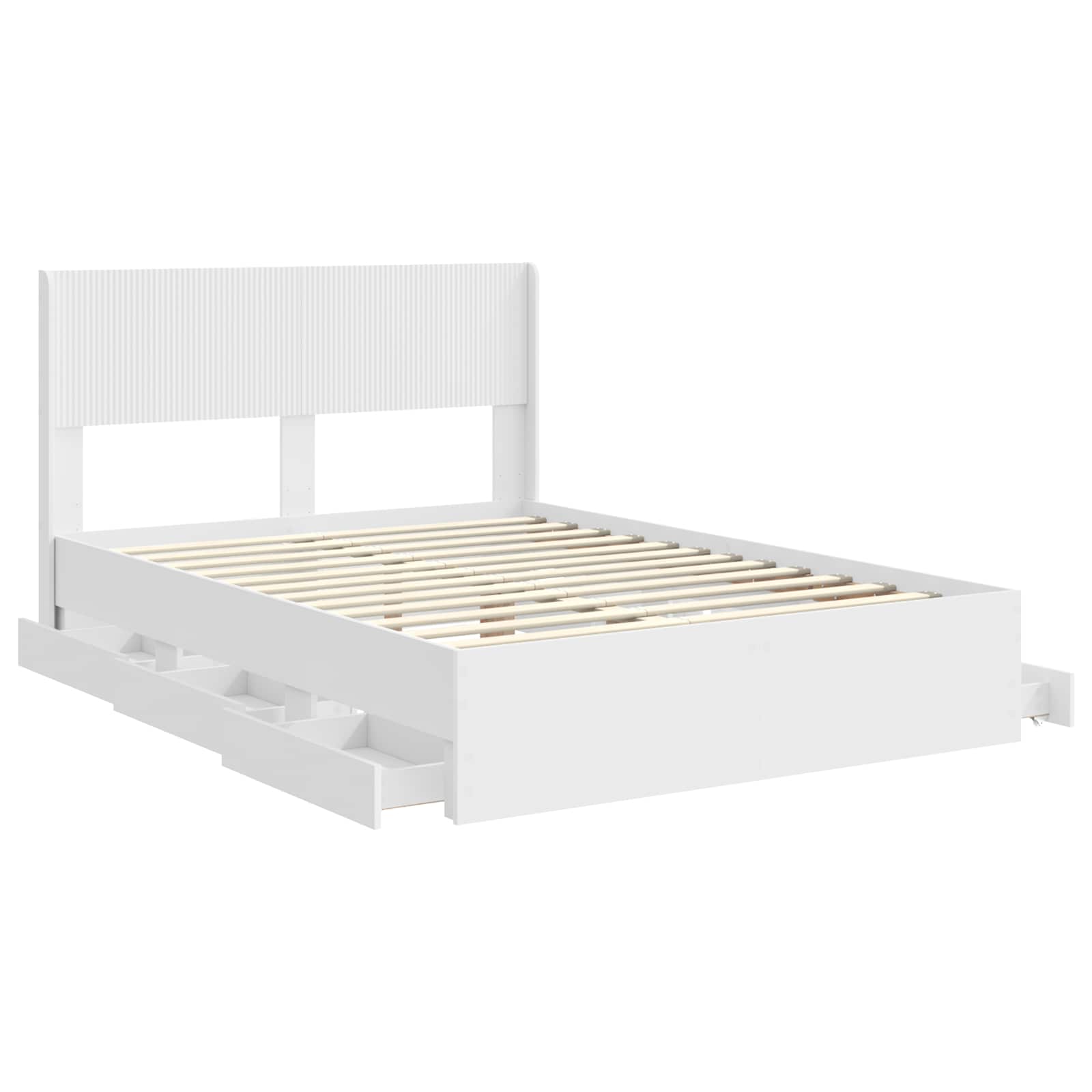 Cadre de lit avec rangement et tête de lit Blanc 140 x 190 cm - XIOS