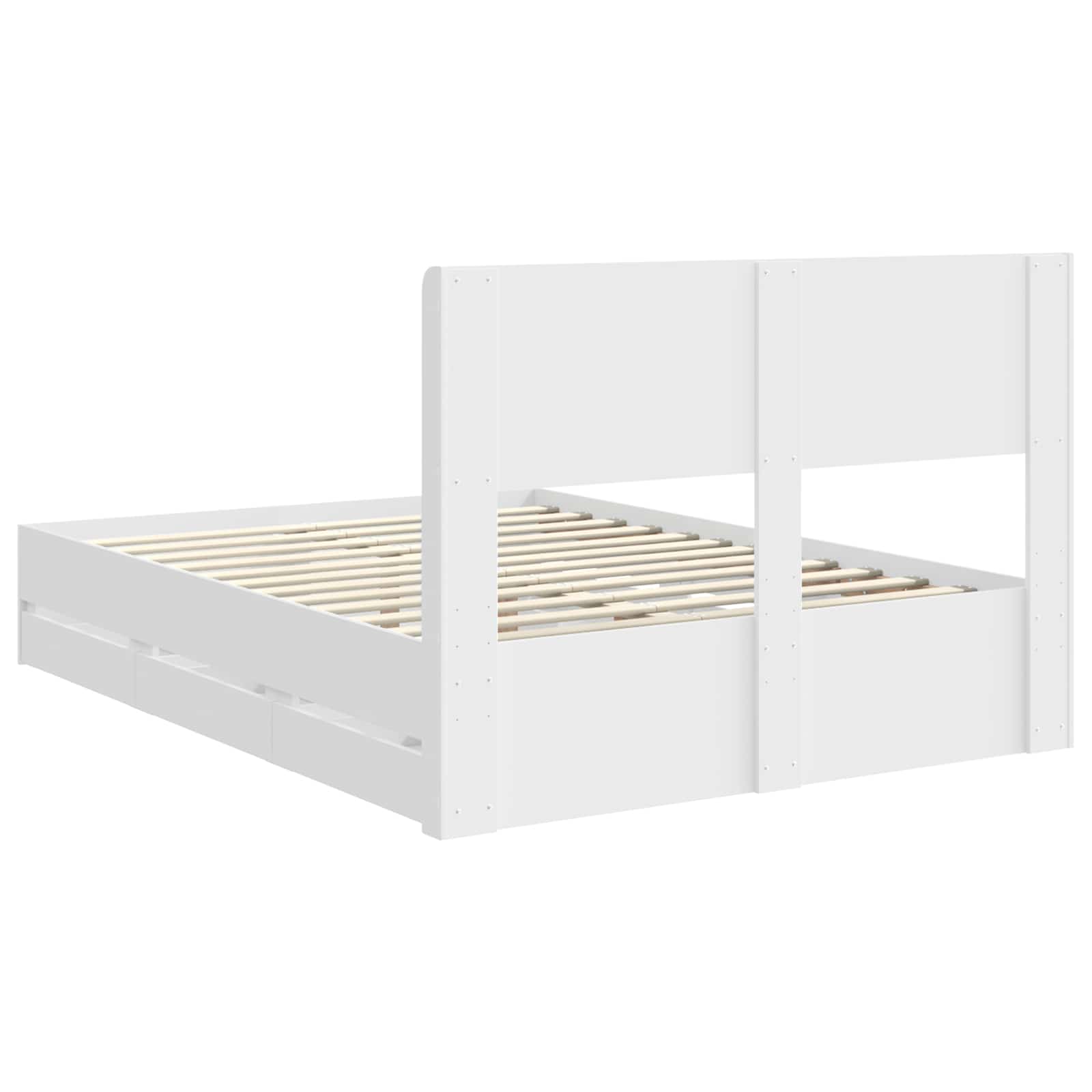 Cadre de lit avec rangement et tête de lit Blanc 140 x 190 cm - XIOS