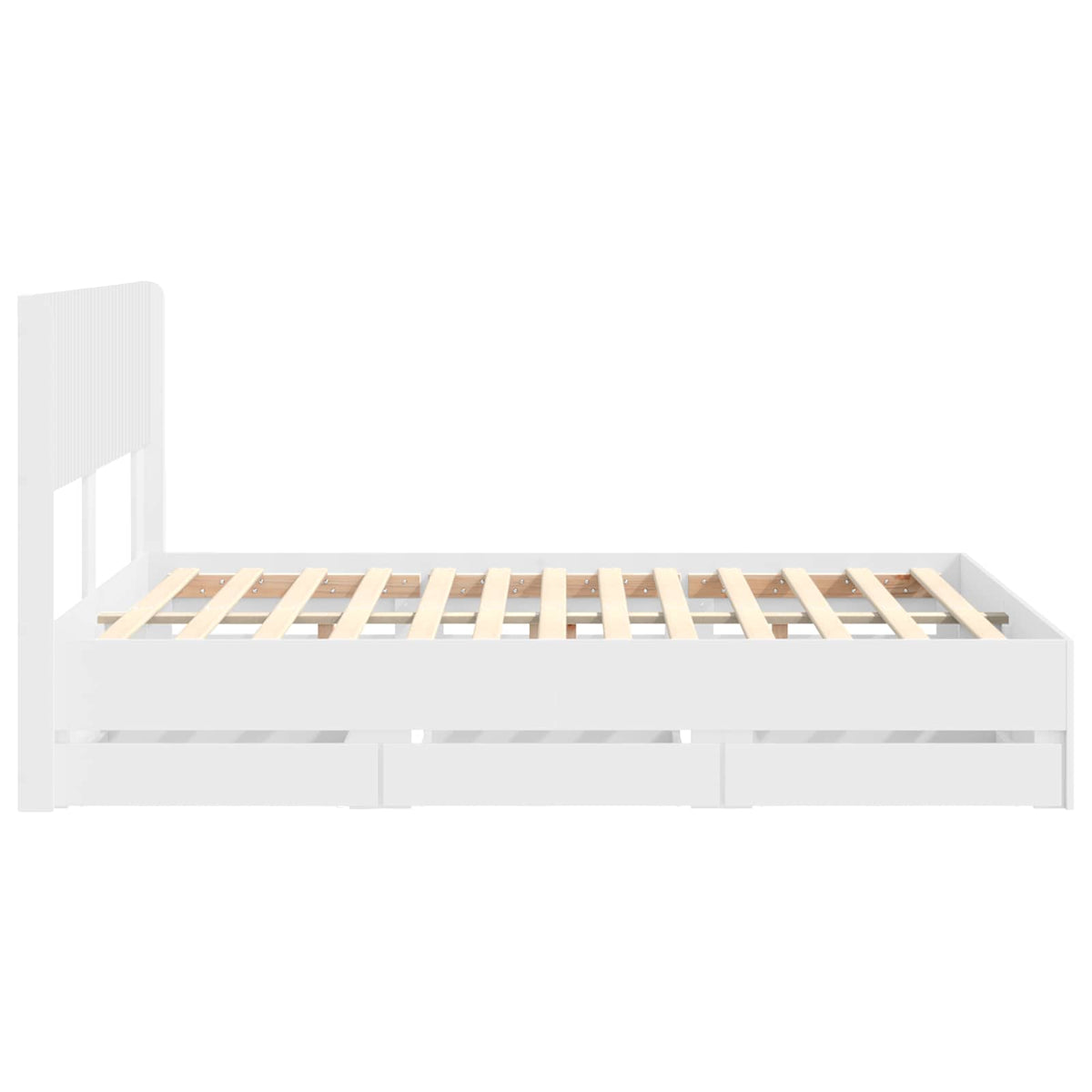 Cadre de lit avec rangement et tête de lit Blanc 140 x 190 cm