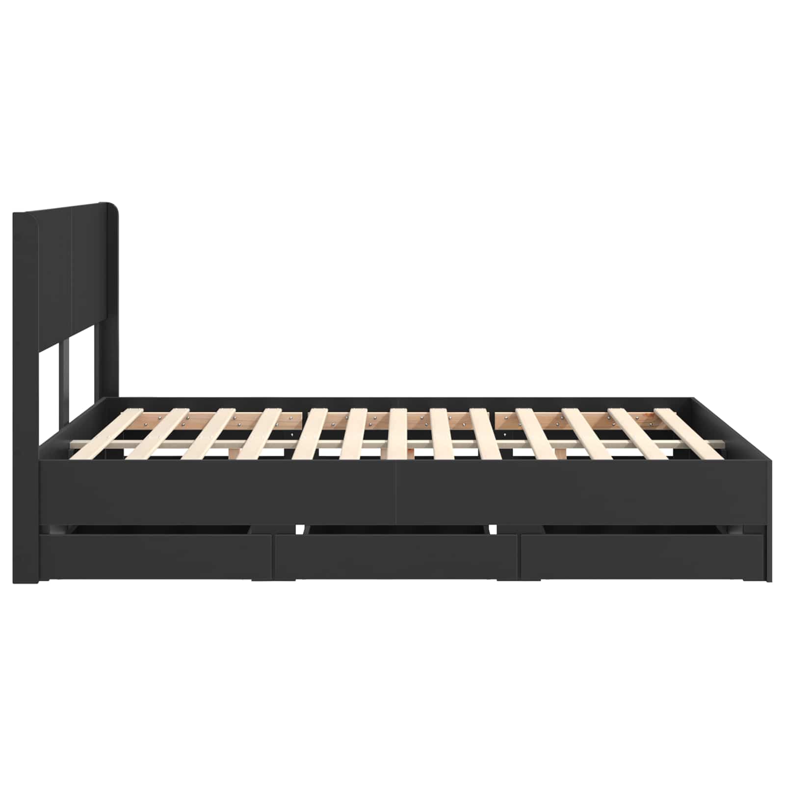 Cadre de lit avec rangement et tête de lit Noir 140 x 190 cm - XIOS