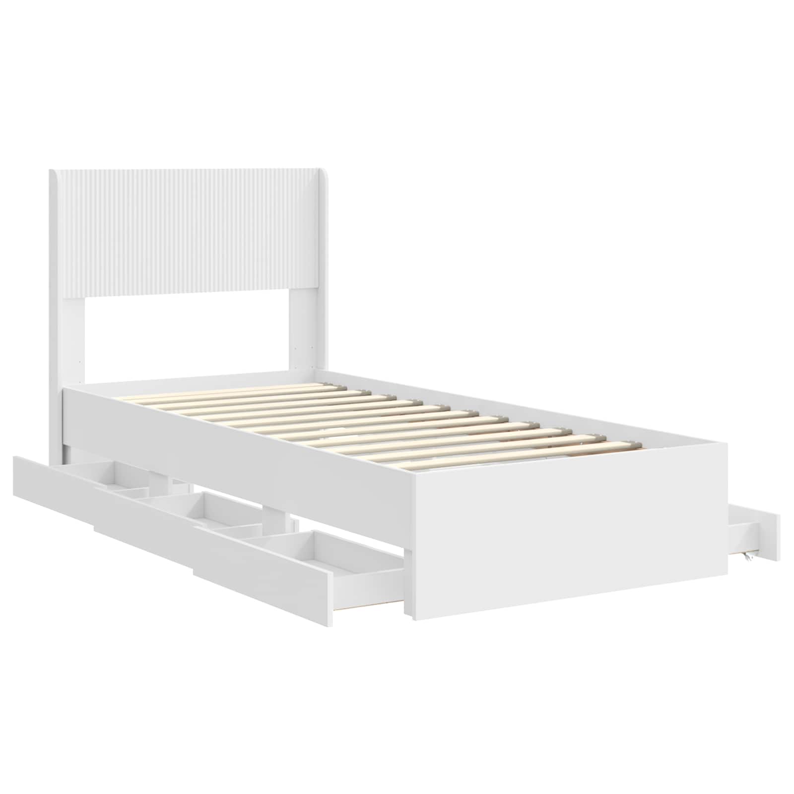 Cadre de lit avec rangement et tête de lit Blanc 75 x 190 cm - XIOS