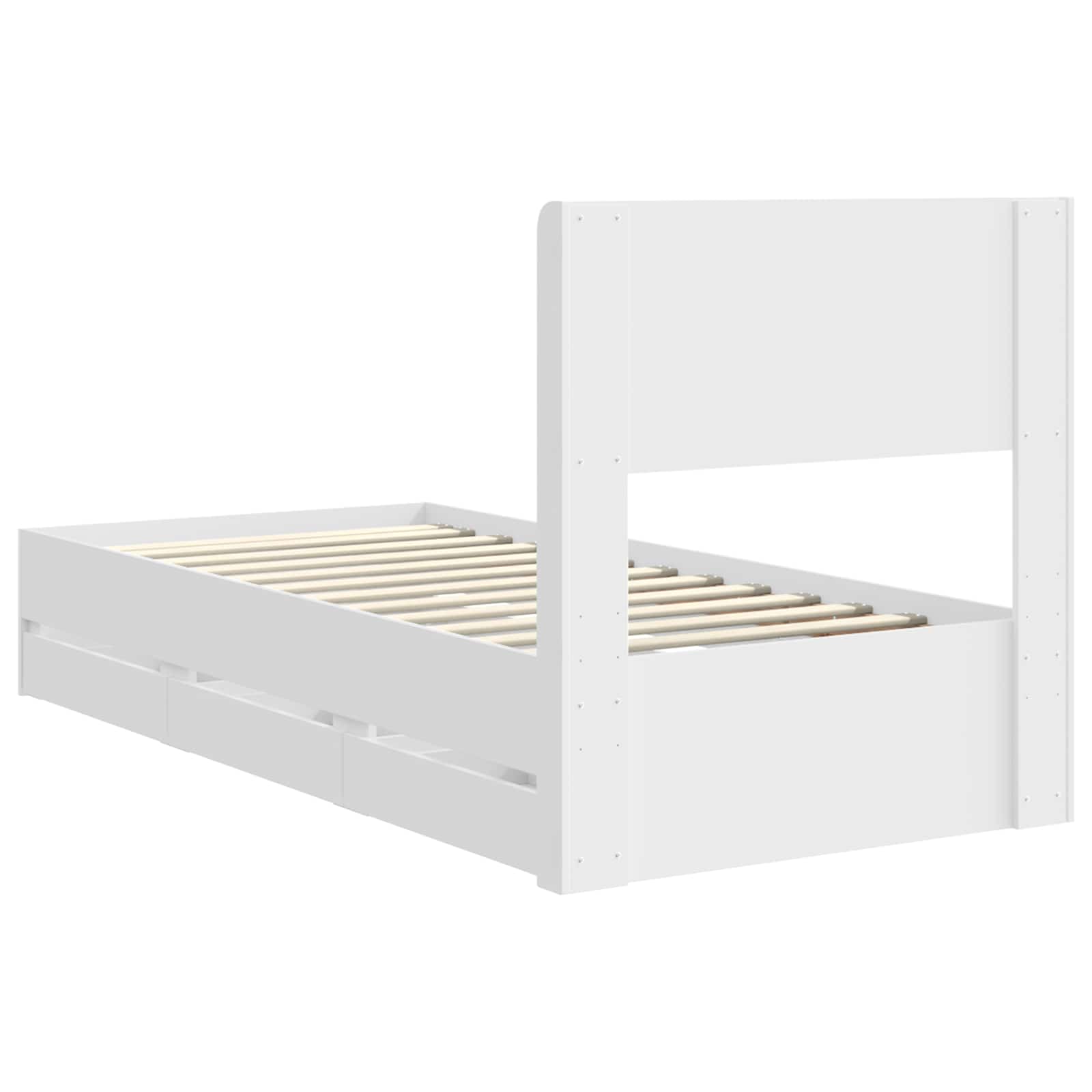 Cadre de lit avec rangement et tête de lit Blanc 75 x 190 cm - XIOS