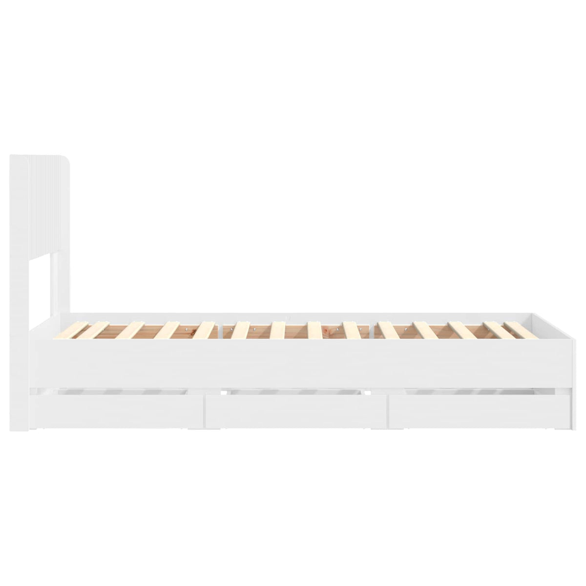 Cadre de lit avec rangement et tête de lit Blanc 75 x 190 cm
