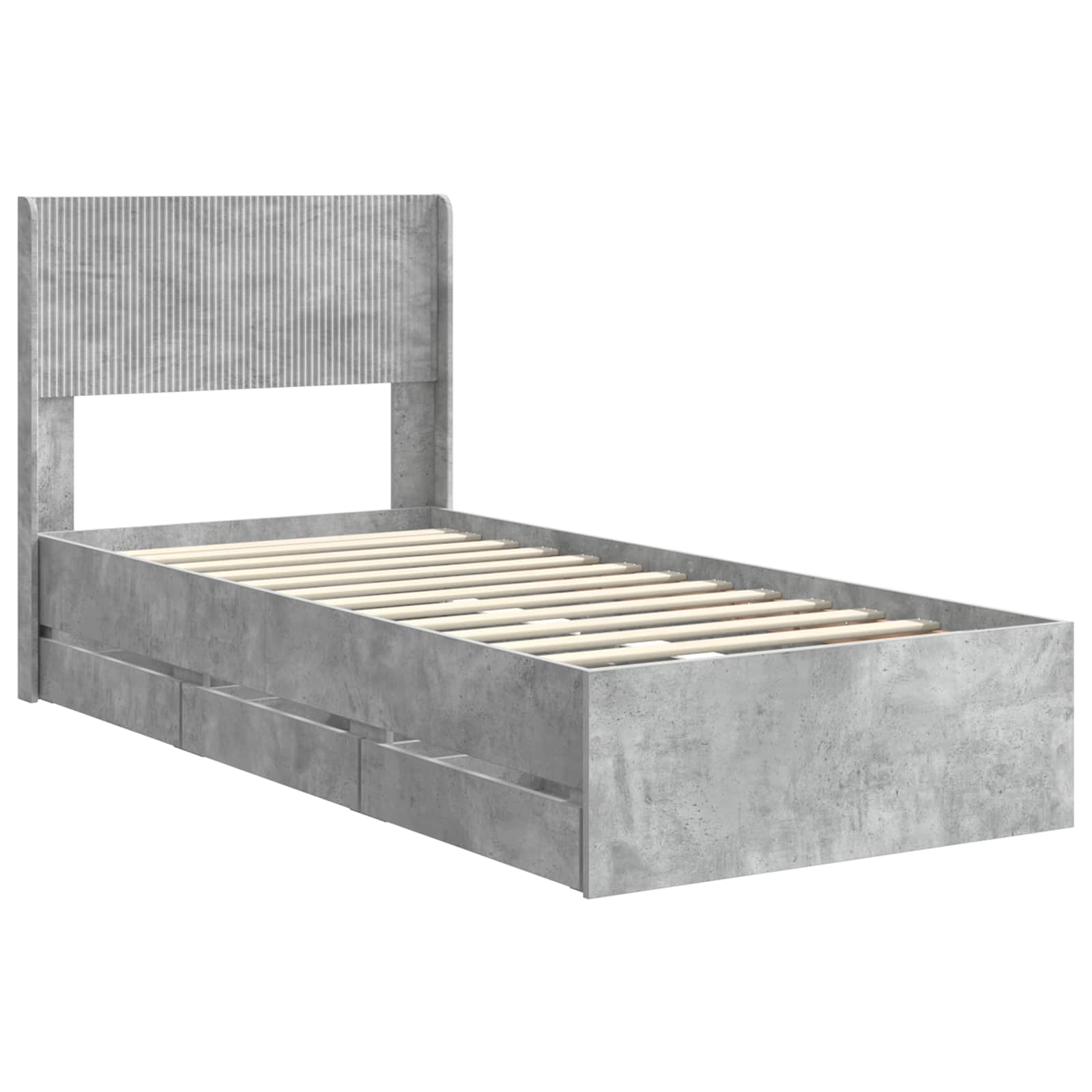 Cadre de lit avec rangement et tête de lit Gris béton