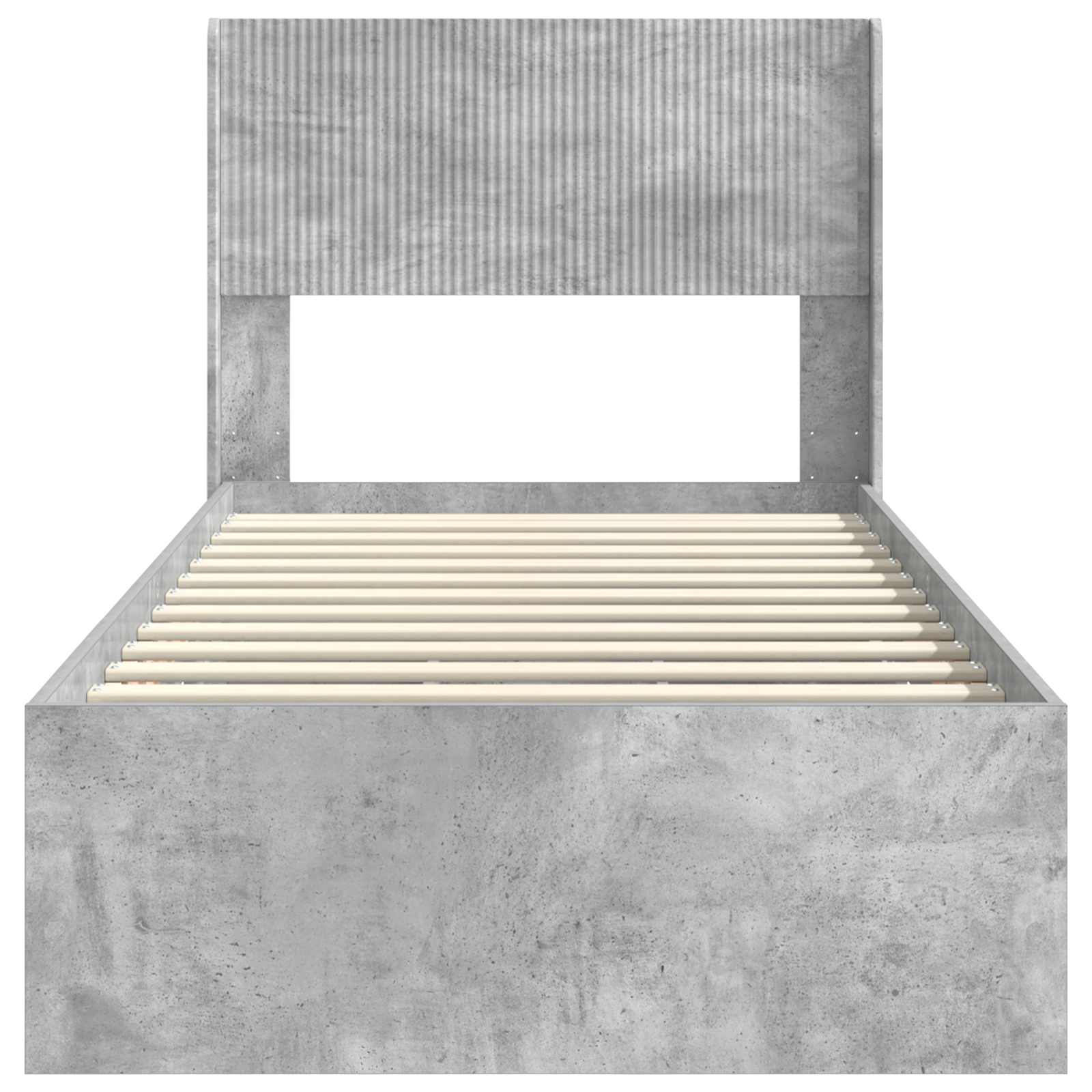 Cadre de lit avec rangement et tête de lit Gris béton