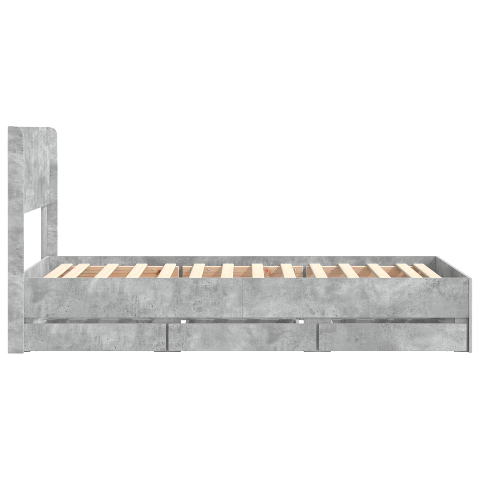 Cadre de lit avec rangement et tête de lit Gris béton