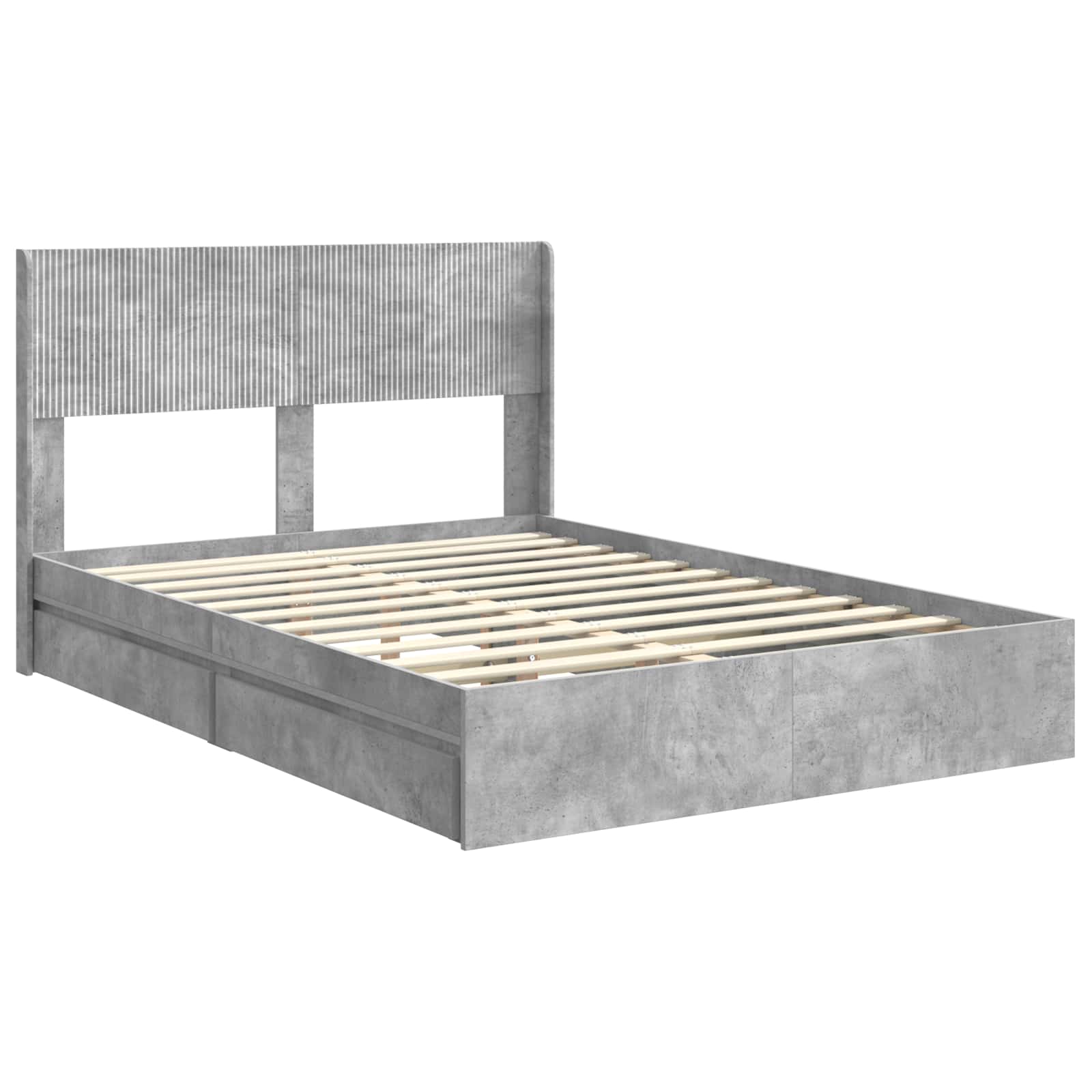 Cadre de lit avec rangement et tête de lit Gris béton - XIOS