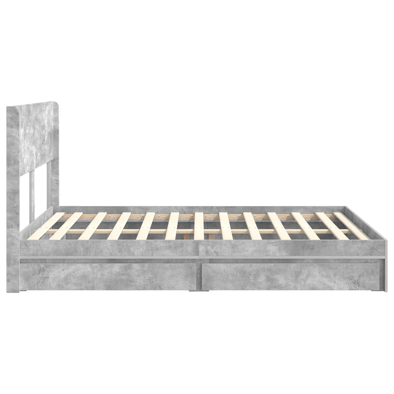 Cadre de lit avec rangement et tête de lit Gris béton - XIOS