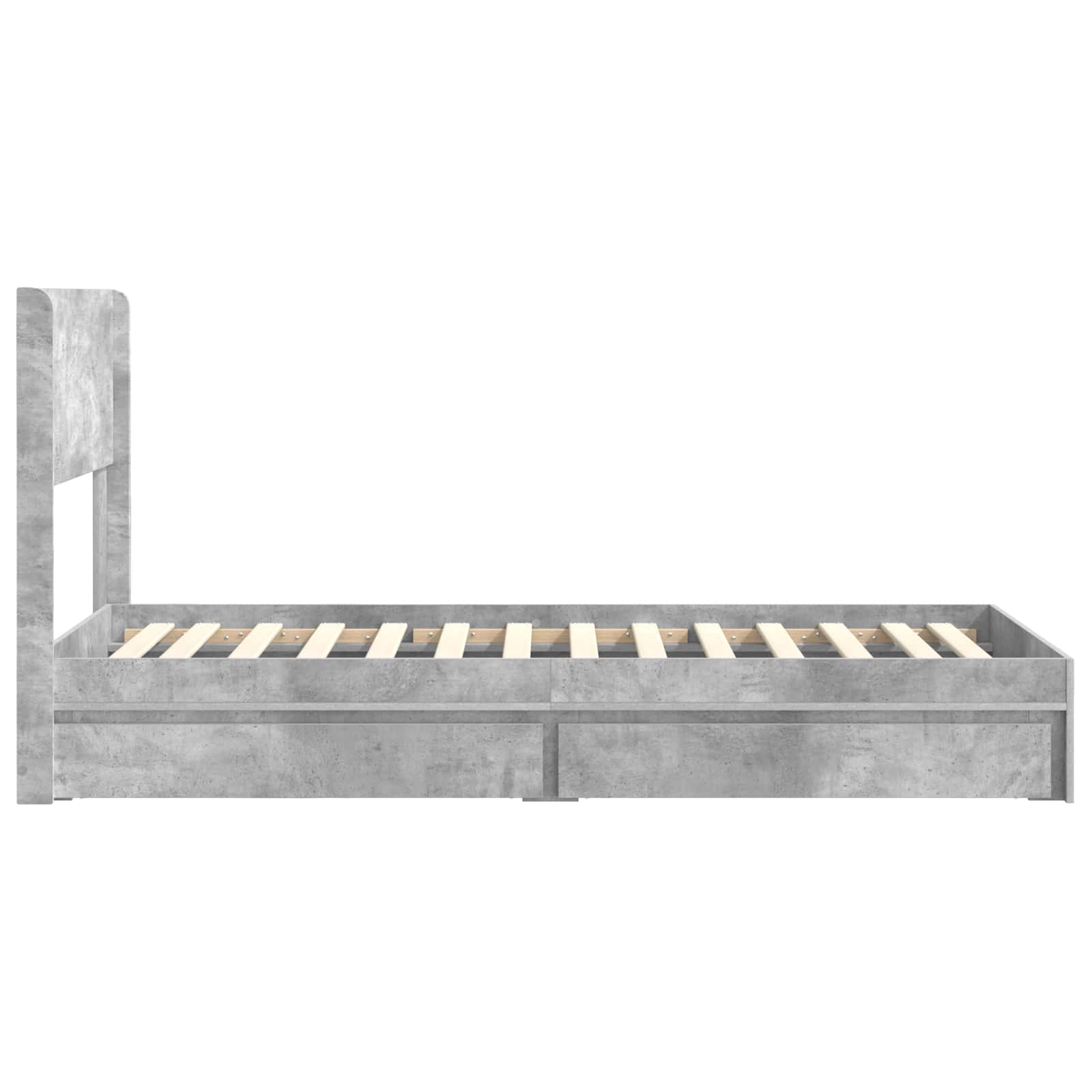 Cadre de lit avec rangement et tête de lit Gris béton - XIOS