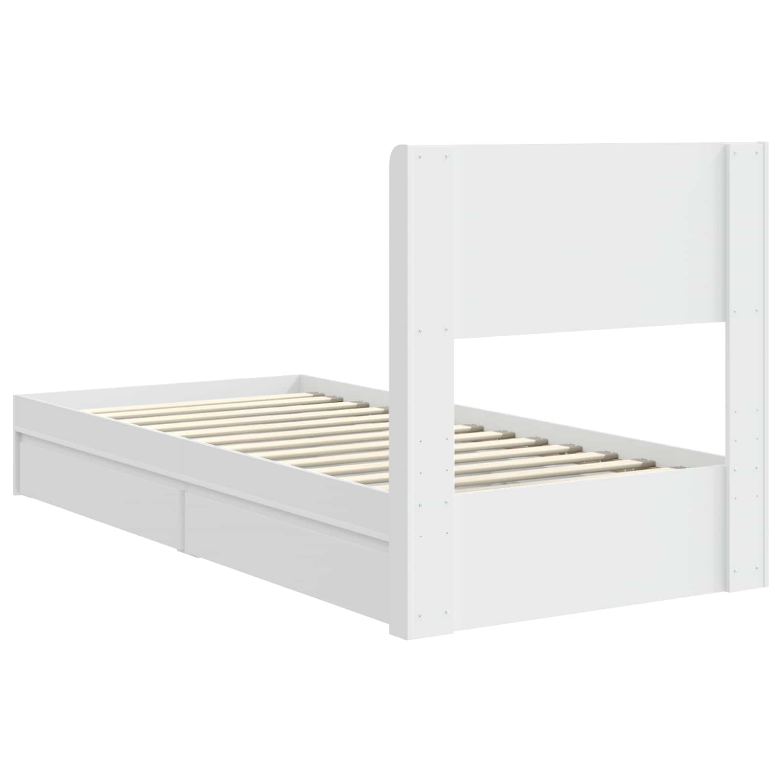 Cadre de lit avec rangement et tête de lit Blanc 75 x 190 cm - XIOS