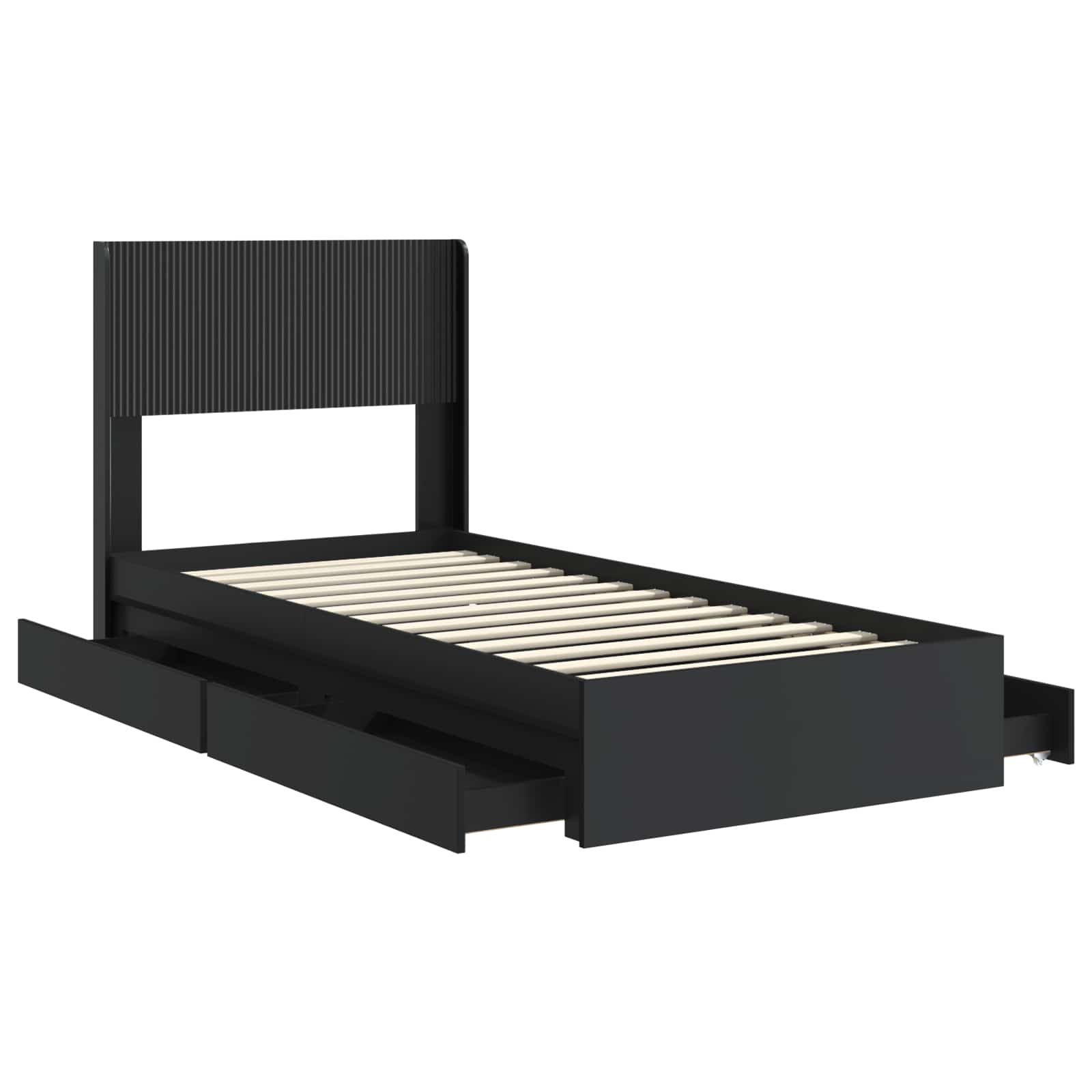 Cadre de lit avec rangement et tête de lit Noir 75 x 190 cm - XIOS