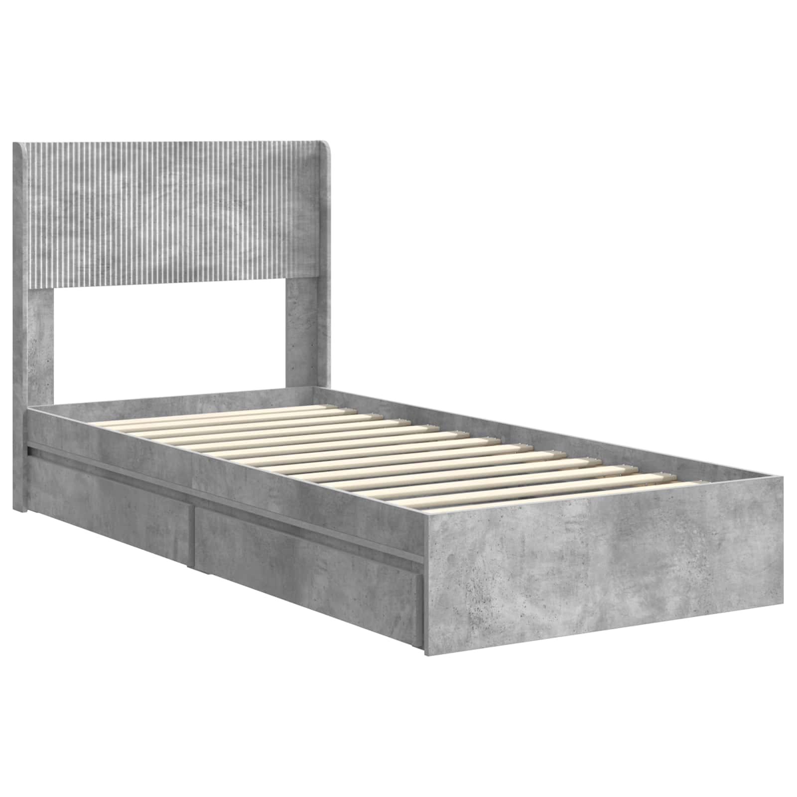 Cadre de lit avec rangement et tête de lit Gris béton - XIOS