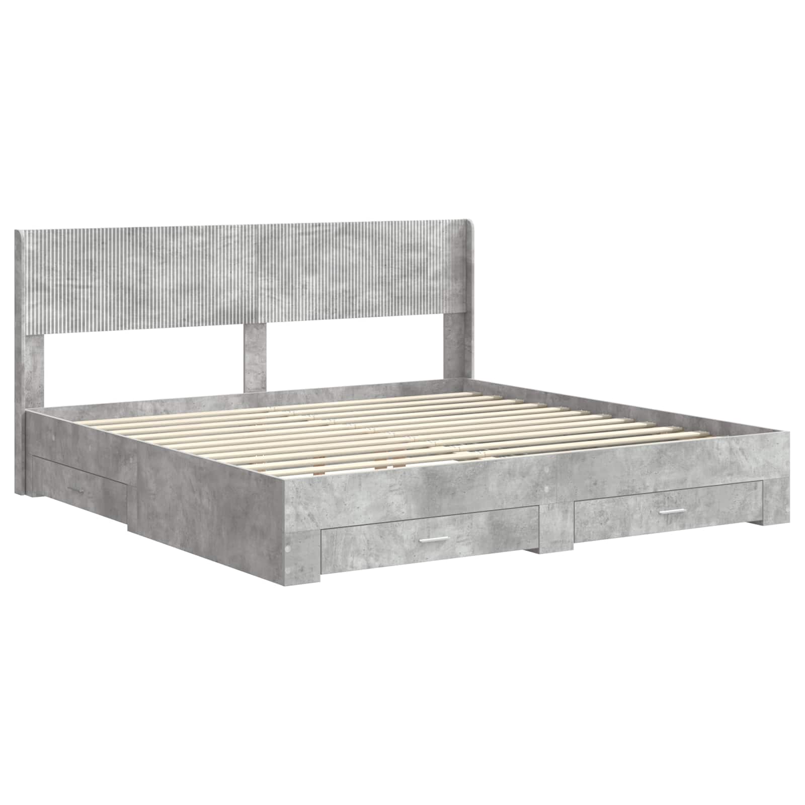Cadre de lit avec rangement et tête de lit Gris béton - XIOS