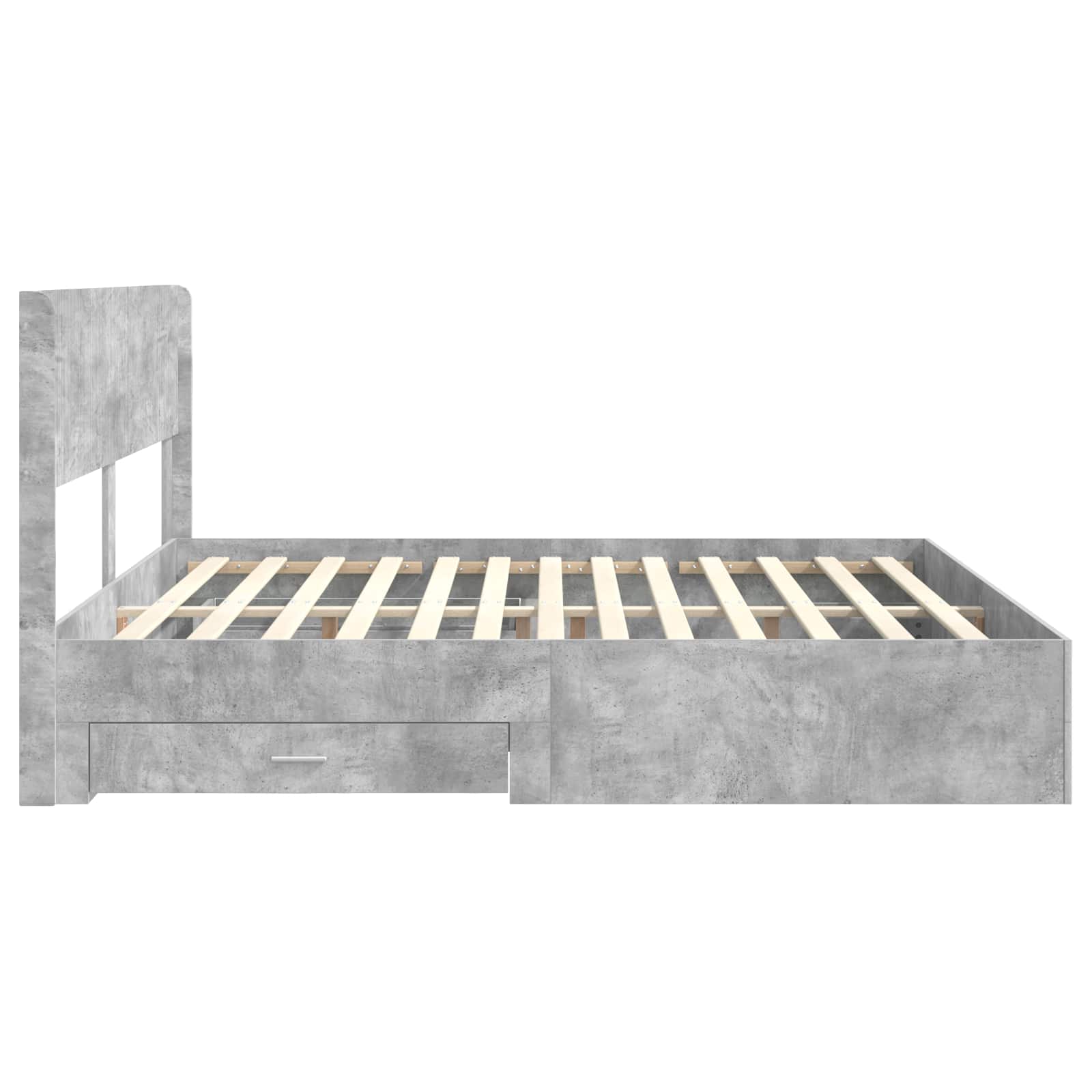 Cadre de lit avec rangement et tête de lit Gris béton - XIOS