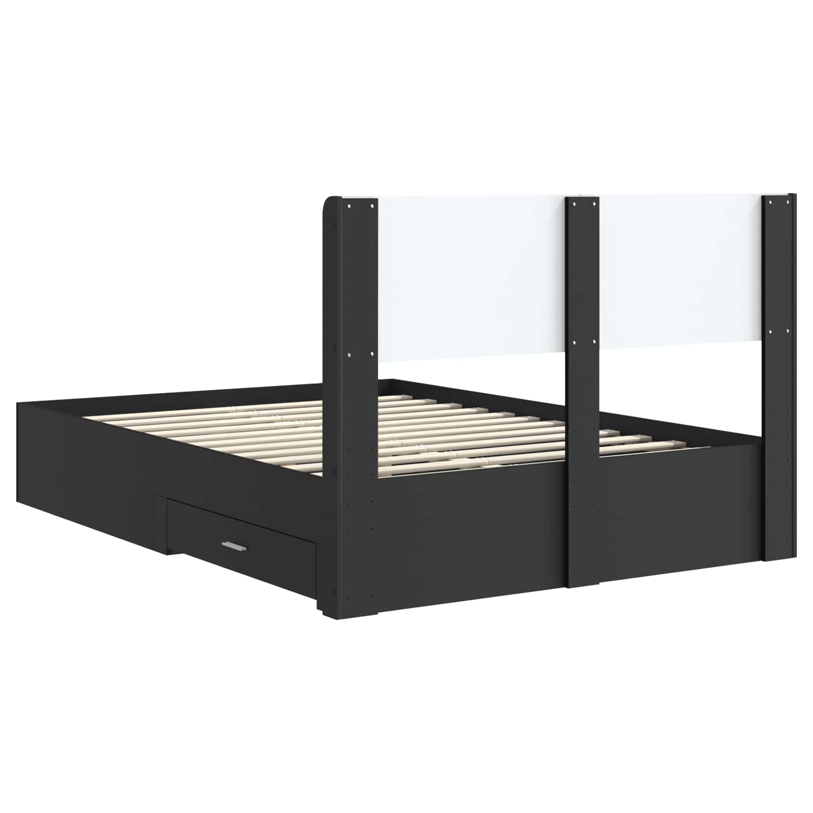 Cadre de lit avec rangement et tête de lit Noir 135 x 190 cm - XIOS