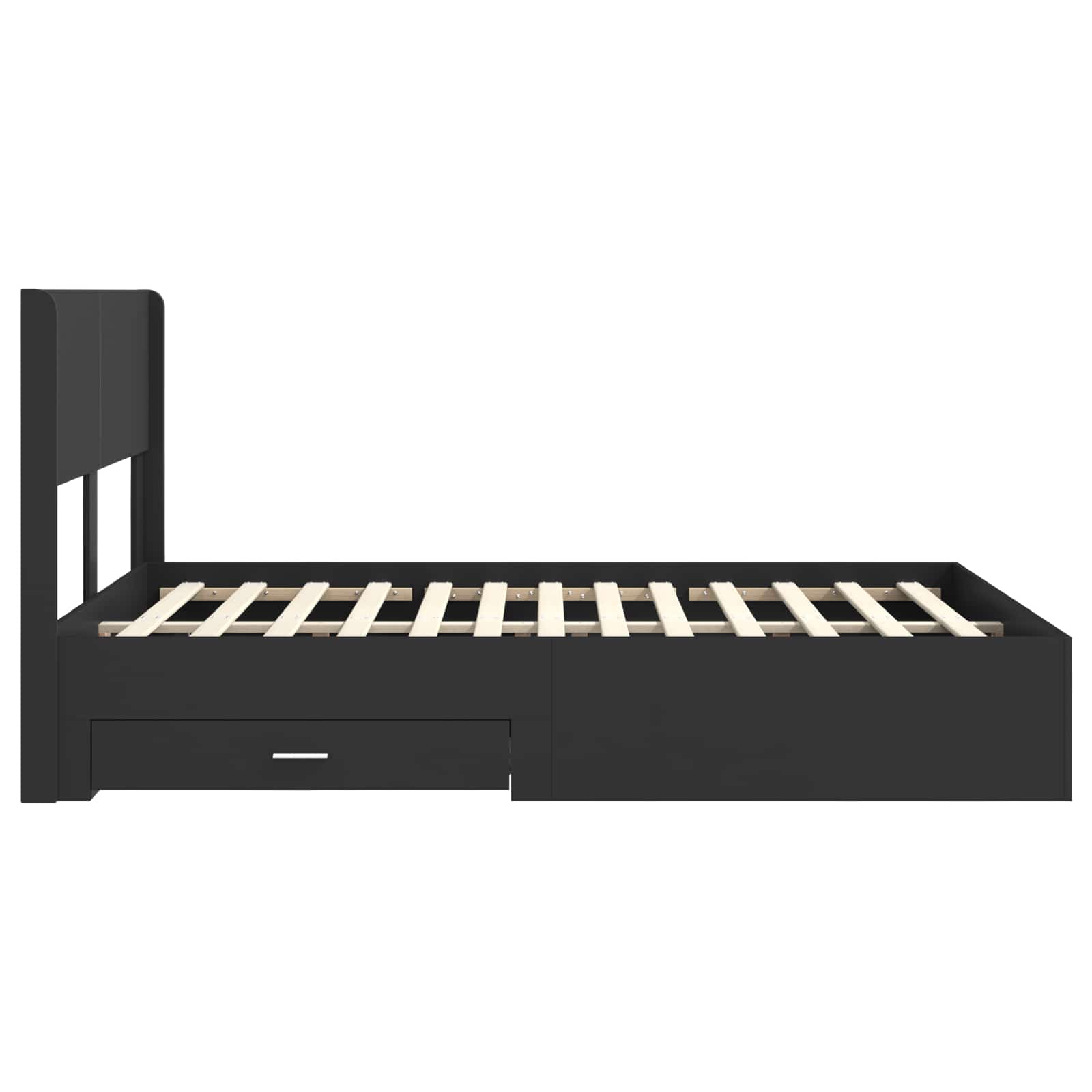Cadre de lit avec rangement et tête de lit Noir 135 x 190 cm - XIOS