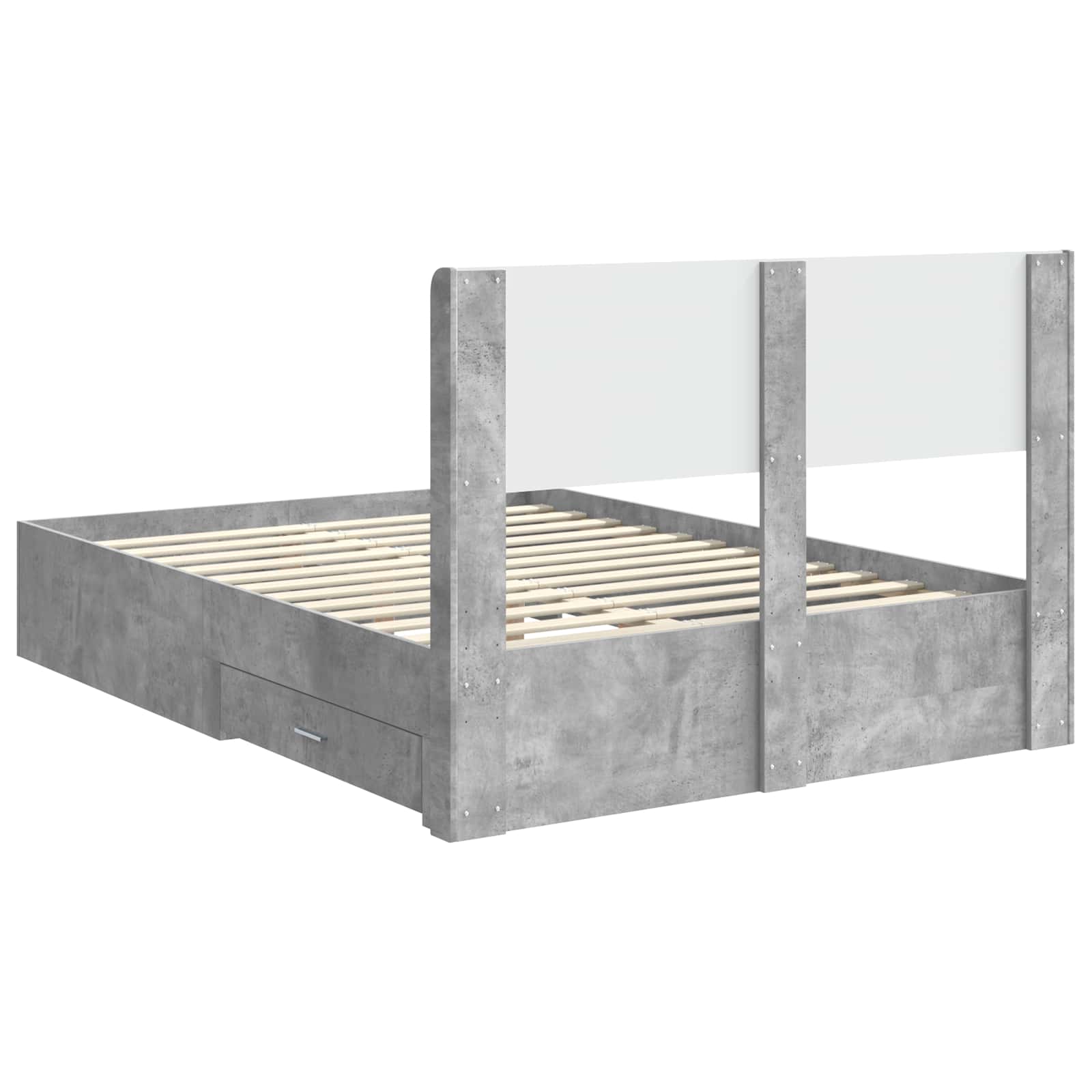 Cadre de lit avec rangement et tête de lit Gris béton - XIOS