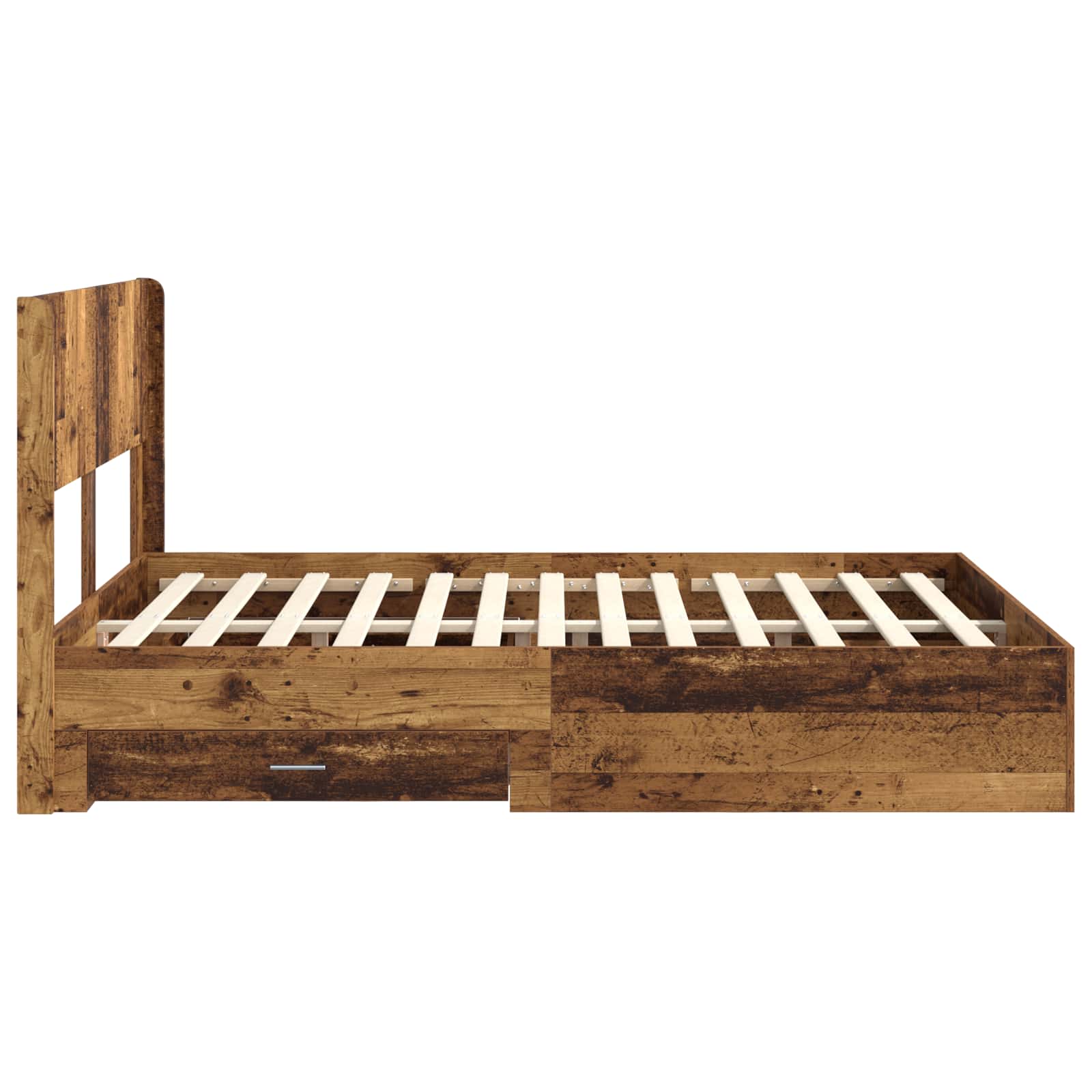 Cadre de lit avec rangement et tête de lit Bois ancien - XIOS