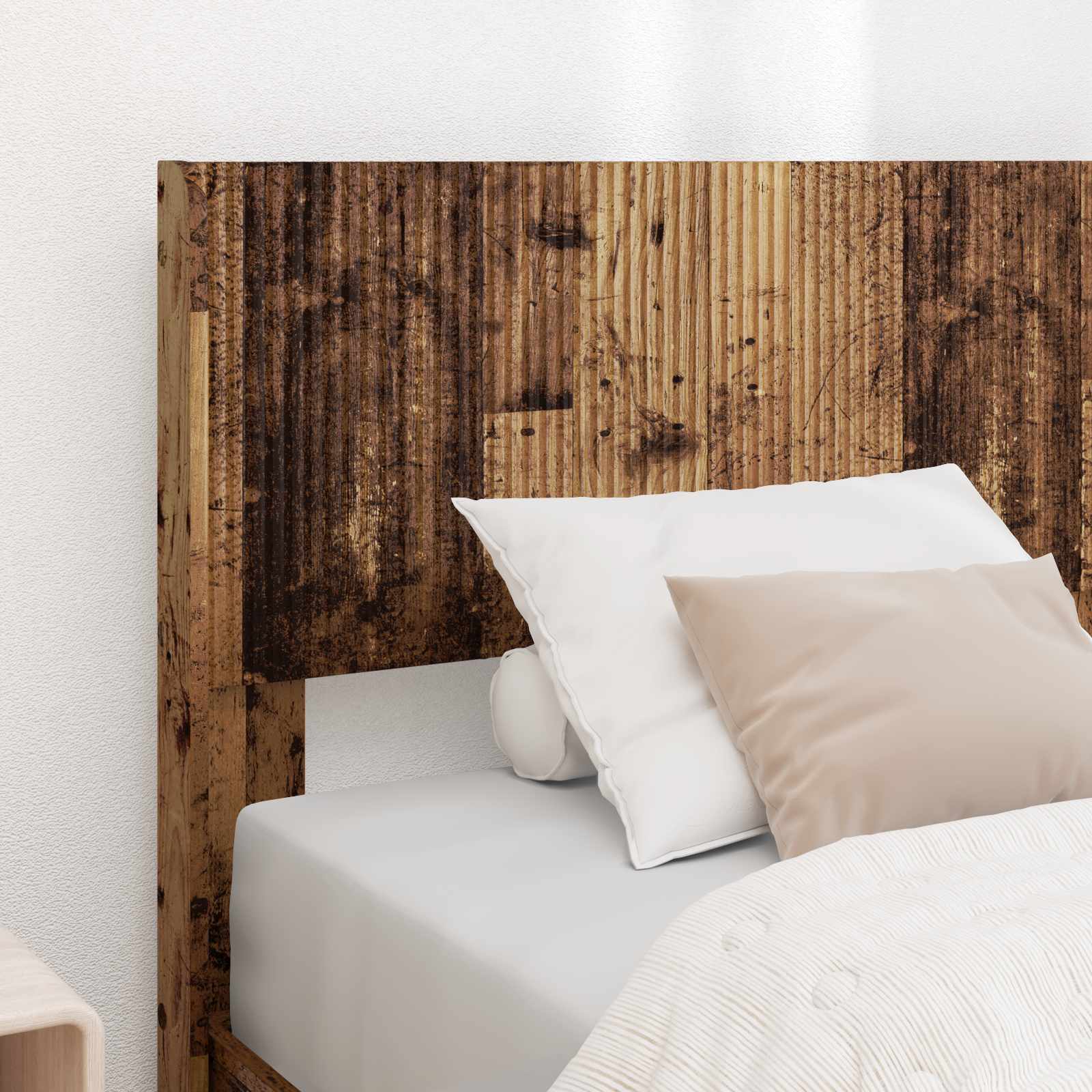 Cadre de lit avec rangement et tête de lit Bois ancien
