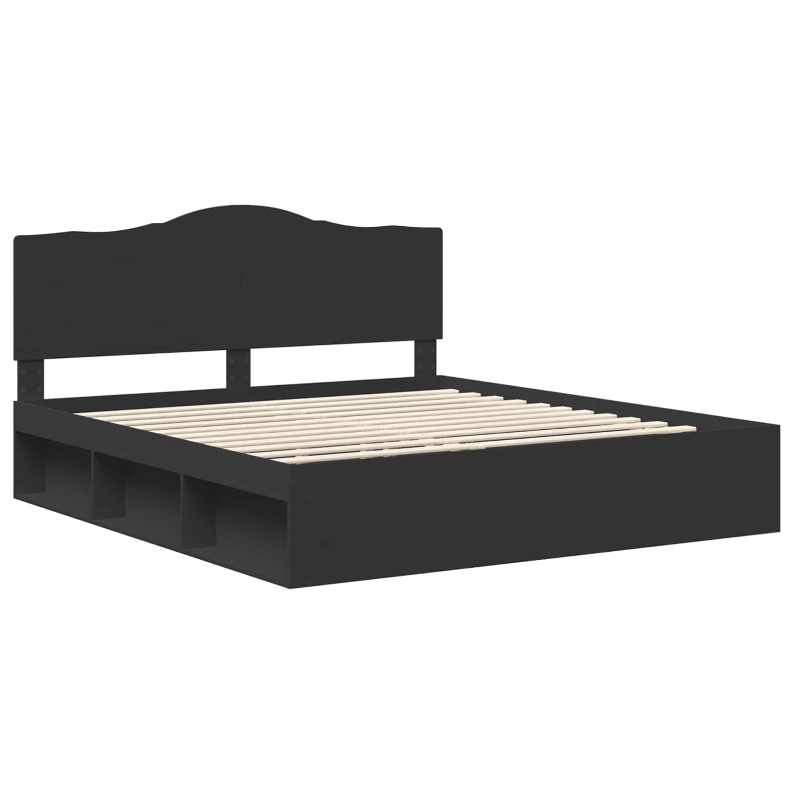 Cadre de lit avec tête de lit Noir 200 x 200 cm Pin massif - XIOS
