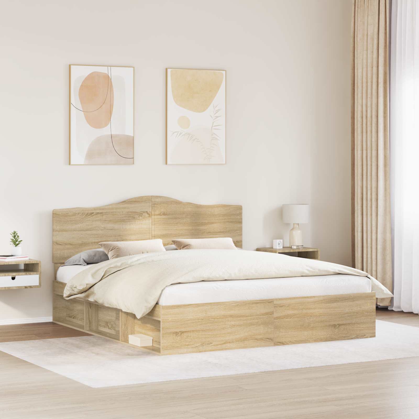 Cadre de lit avec tête de lit Sonoma 200 x 200 cm Pin massif